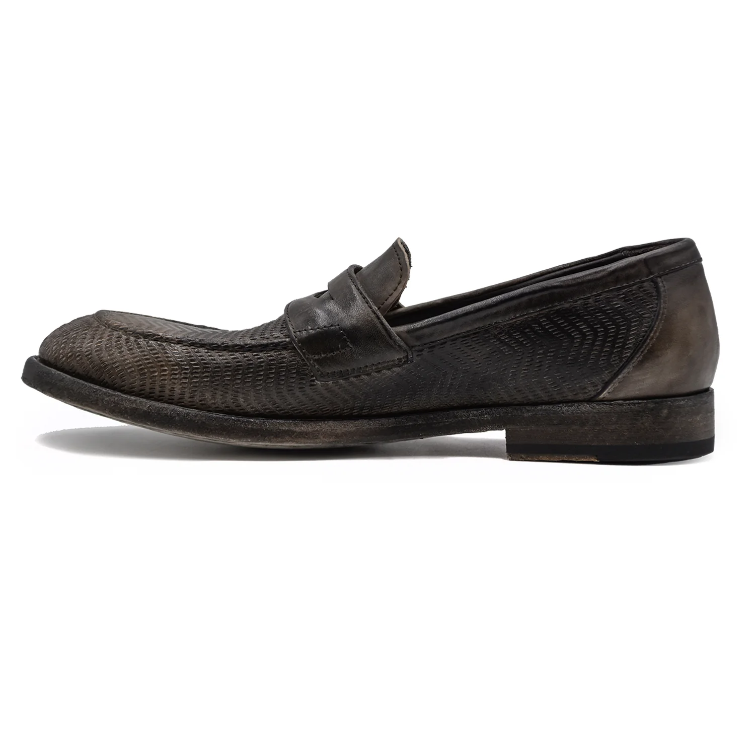 Mocassini Shoto Uomo Pelle Vintage Piombo Sfumata Made in Italy - Image 3