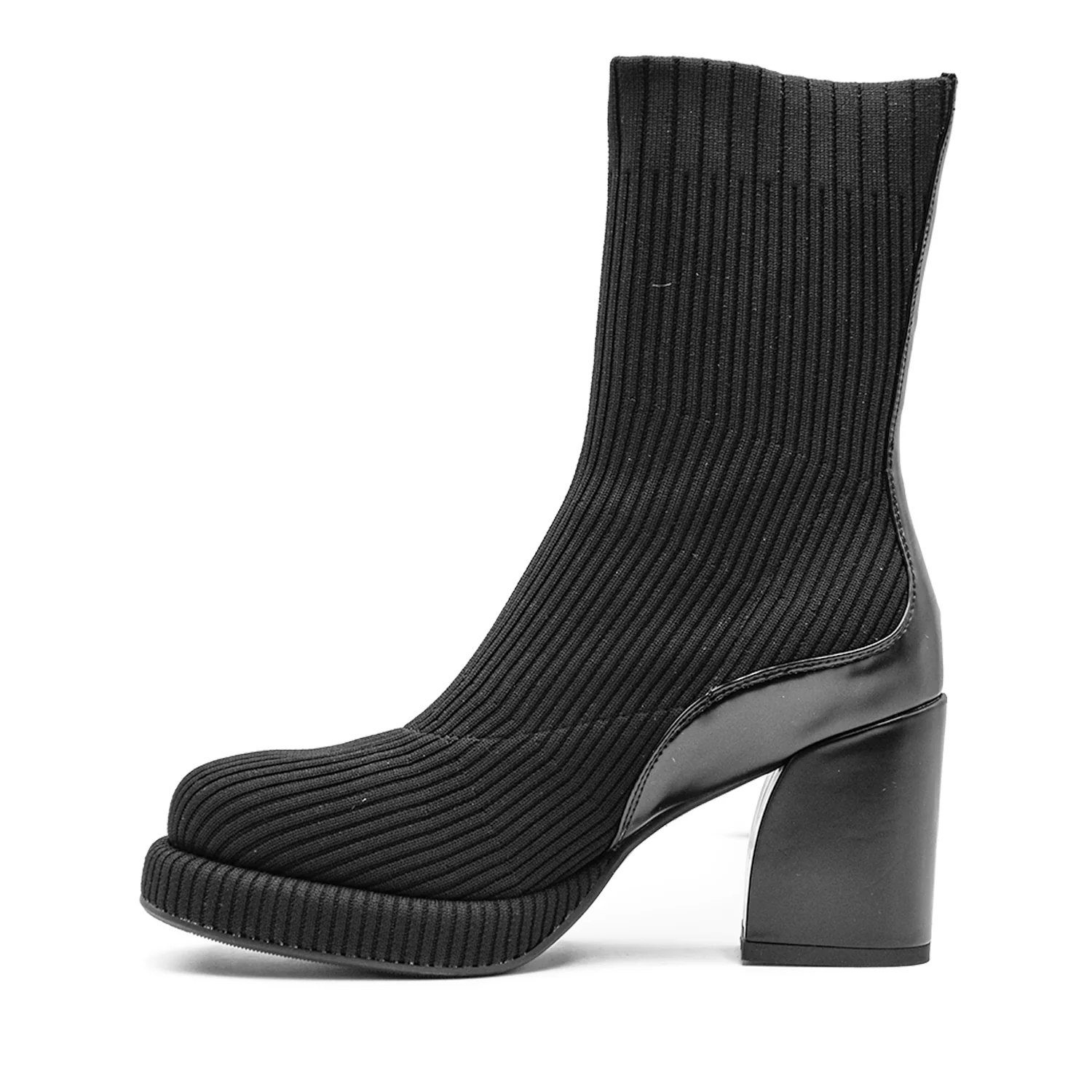 Stivaletti Noa Harmon Botin Nero Tessuto Riveste Plateau Donna - Image 2