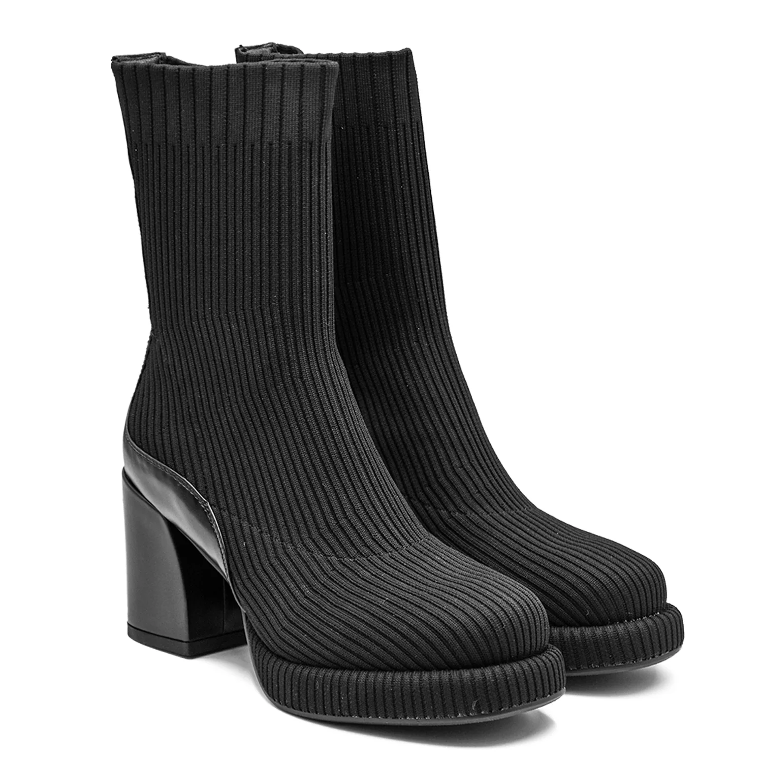 Stivaletti Noa Harmon Botin Nero Tessuto Riveste Plateau Donna - Image 4