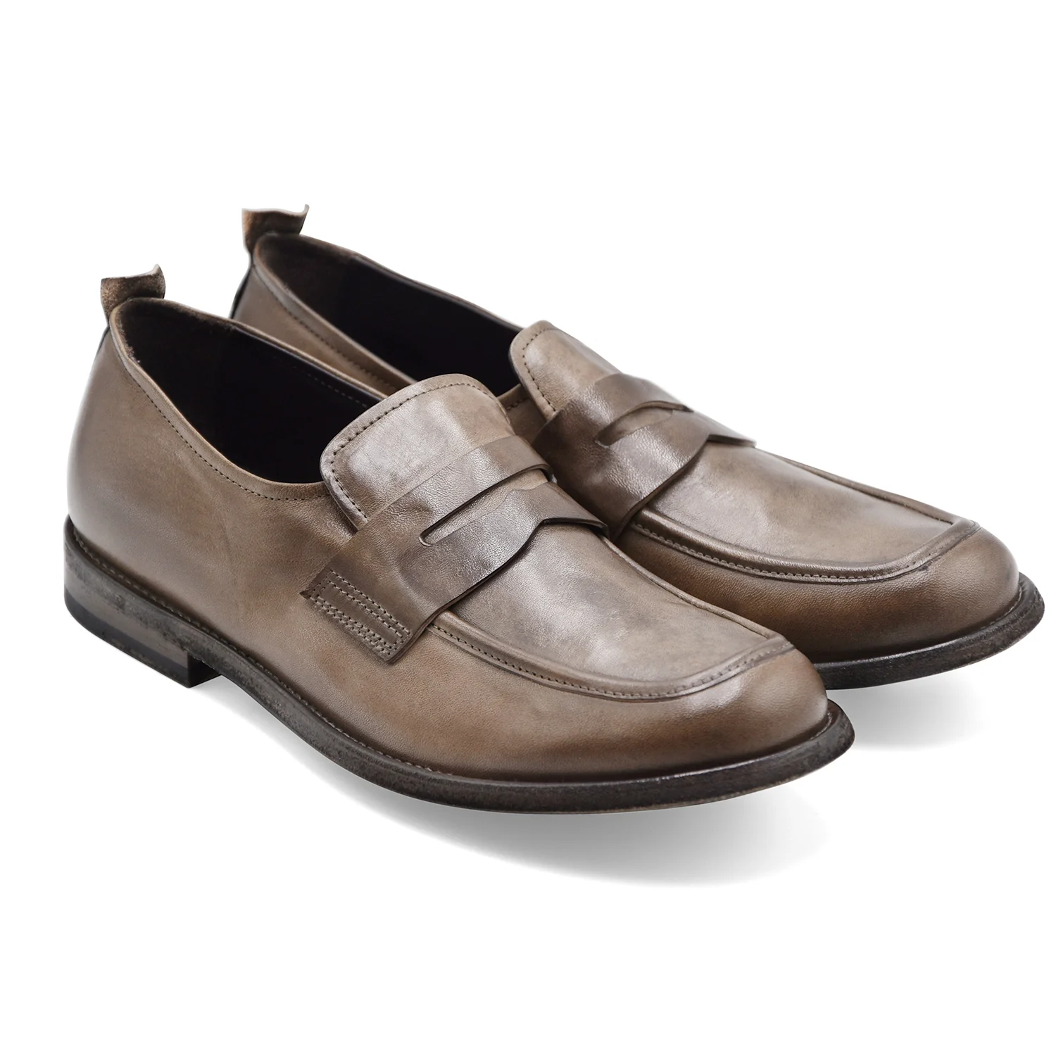 Mocassini Shoto Uomo 9833 Pelle Tonalità Piombo Made In Italy - Image 2