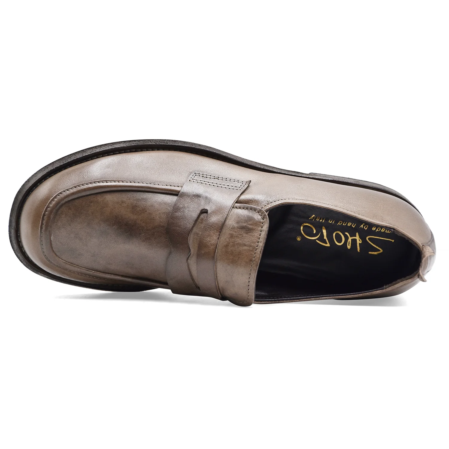 Mocassini Shoto Uomo 9833 Pelle Tonalità Piombo Made In Italy - Image 3