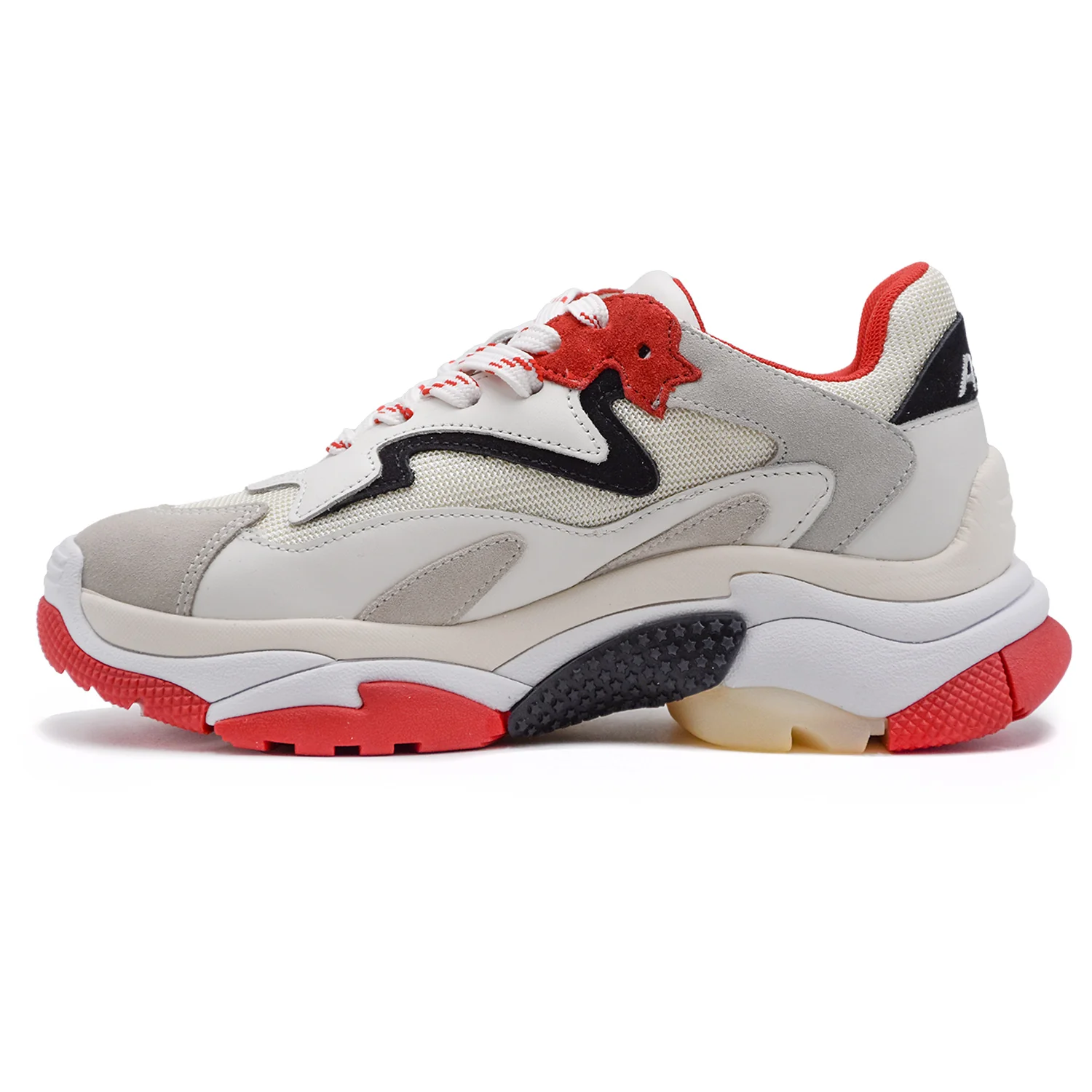 Ash Addict Sneakers Grigio Rosso Volumi Ampi Linee Morbide Donna - Image 4