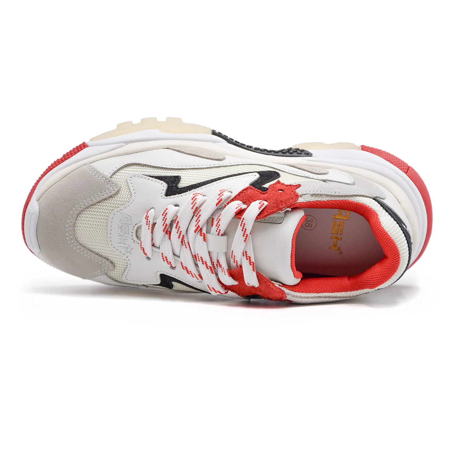Ash Addict Sneakers Grigio Rosso Volumi Ampi Linee Morbide Donna - Image 5