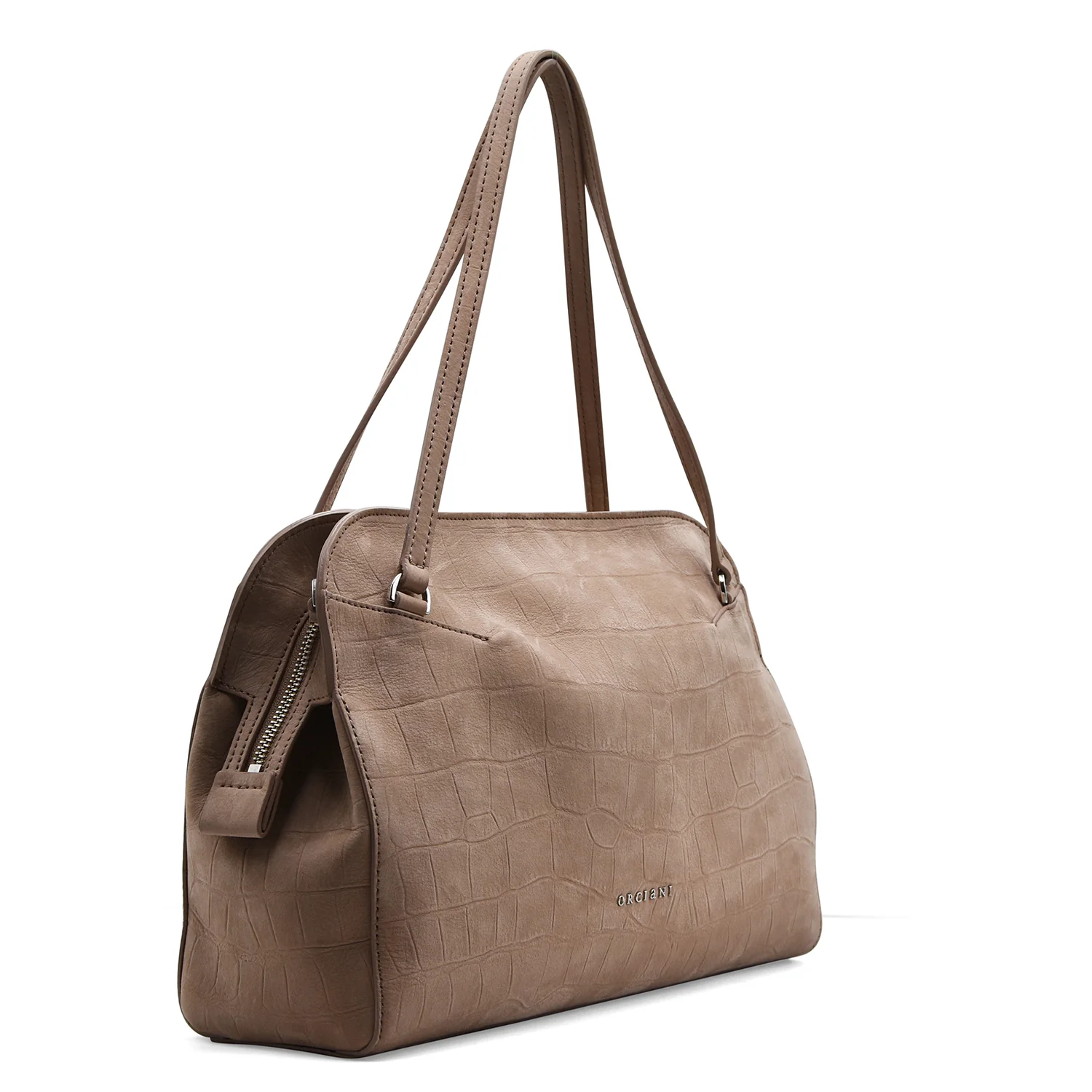 Borsa A Spalla Orciani Nabuk Cocco Taupe Tracolla Regolabile - Image 3