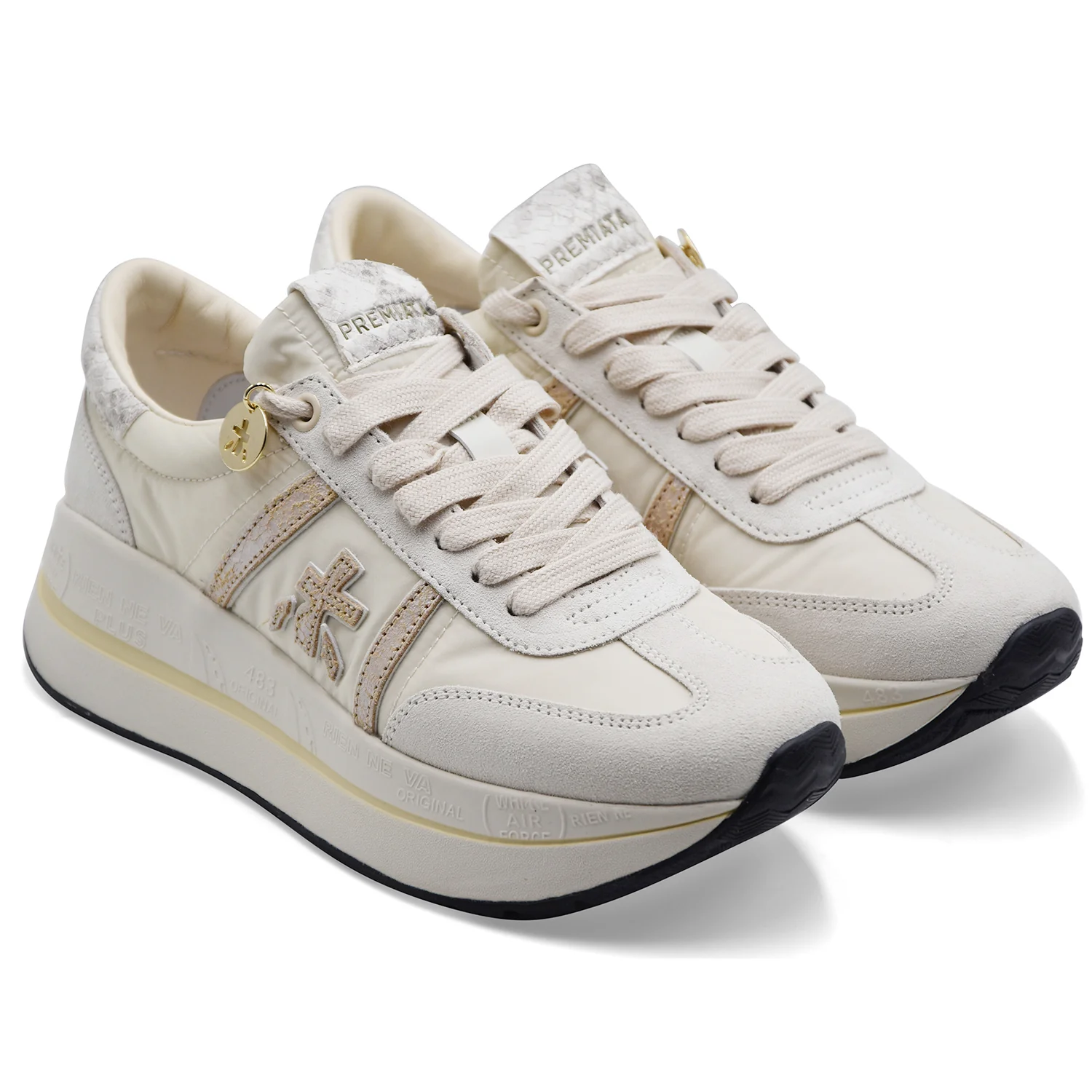 Premiata Sneakers Donna BETHCOIN 8145 Bianco Pelle Scamosciata - Image 2