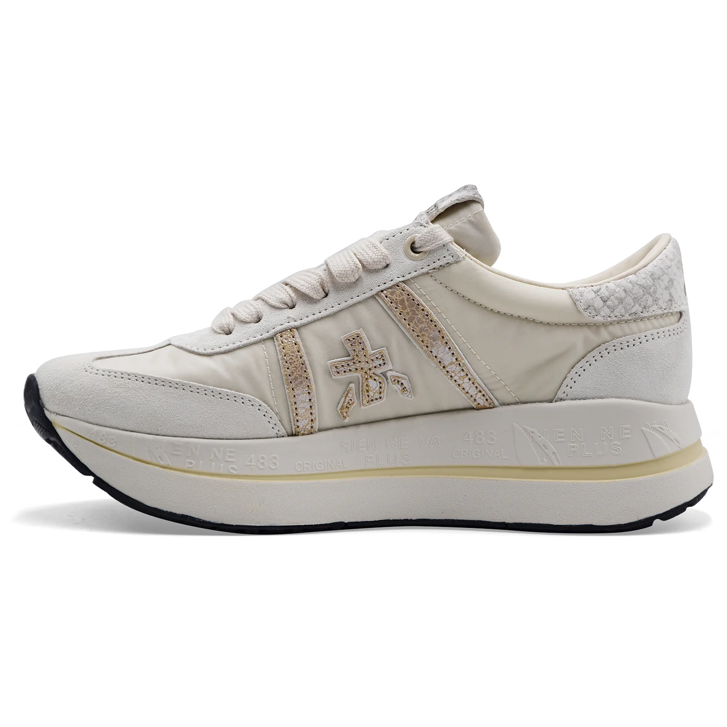 Premiata Sneakers Donna BETHCOIN 8145 Bianco Pelle Scamosciata - Image 3