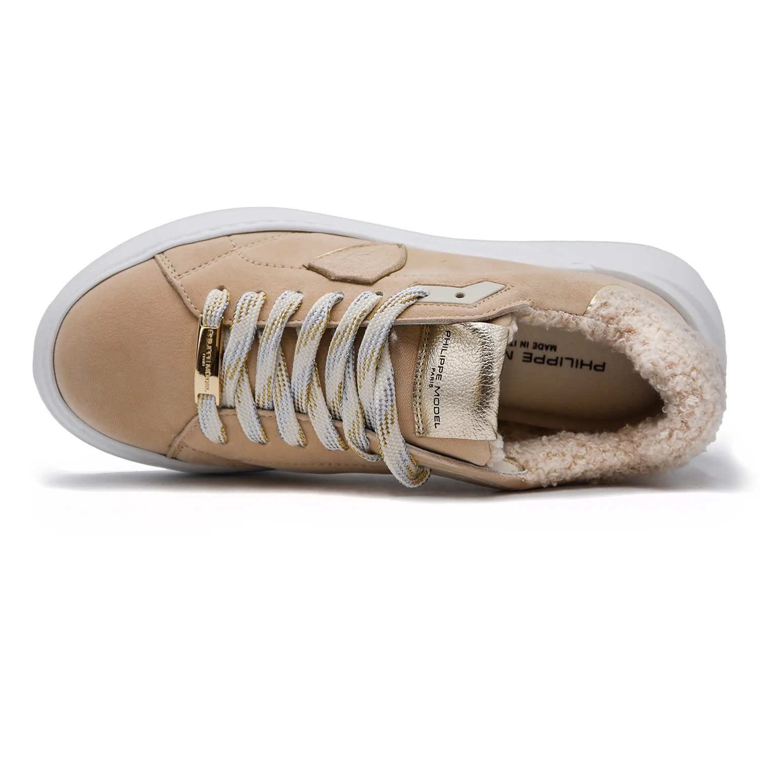 Philippe Model Sneakers Temple Beige Con Interno Calda Lana Donna - Image 3