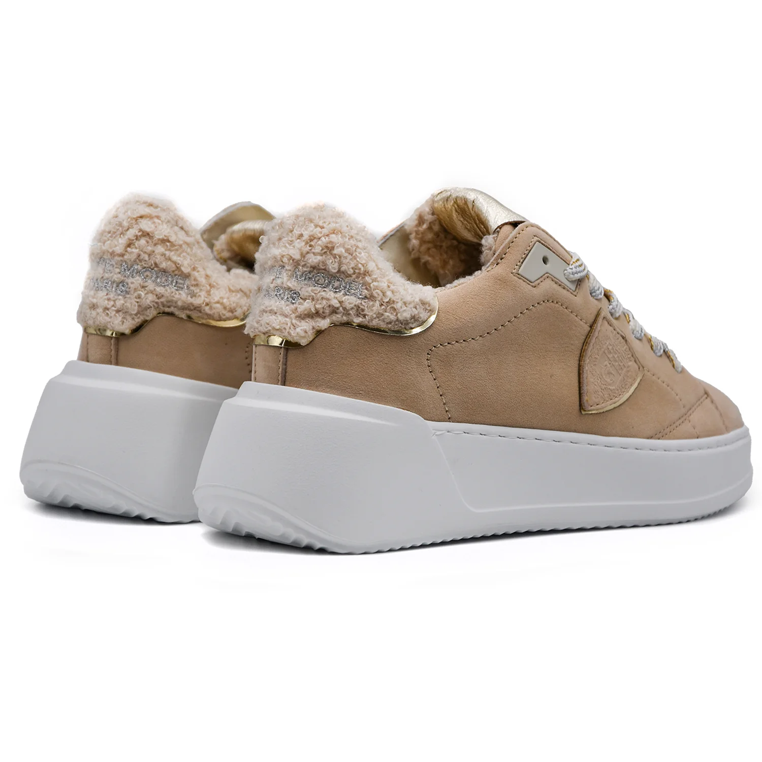Philippe Model Sneakers Temple Beige Con Interno Calda Lana Donna - Image 4