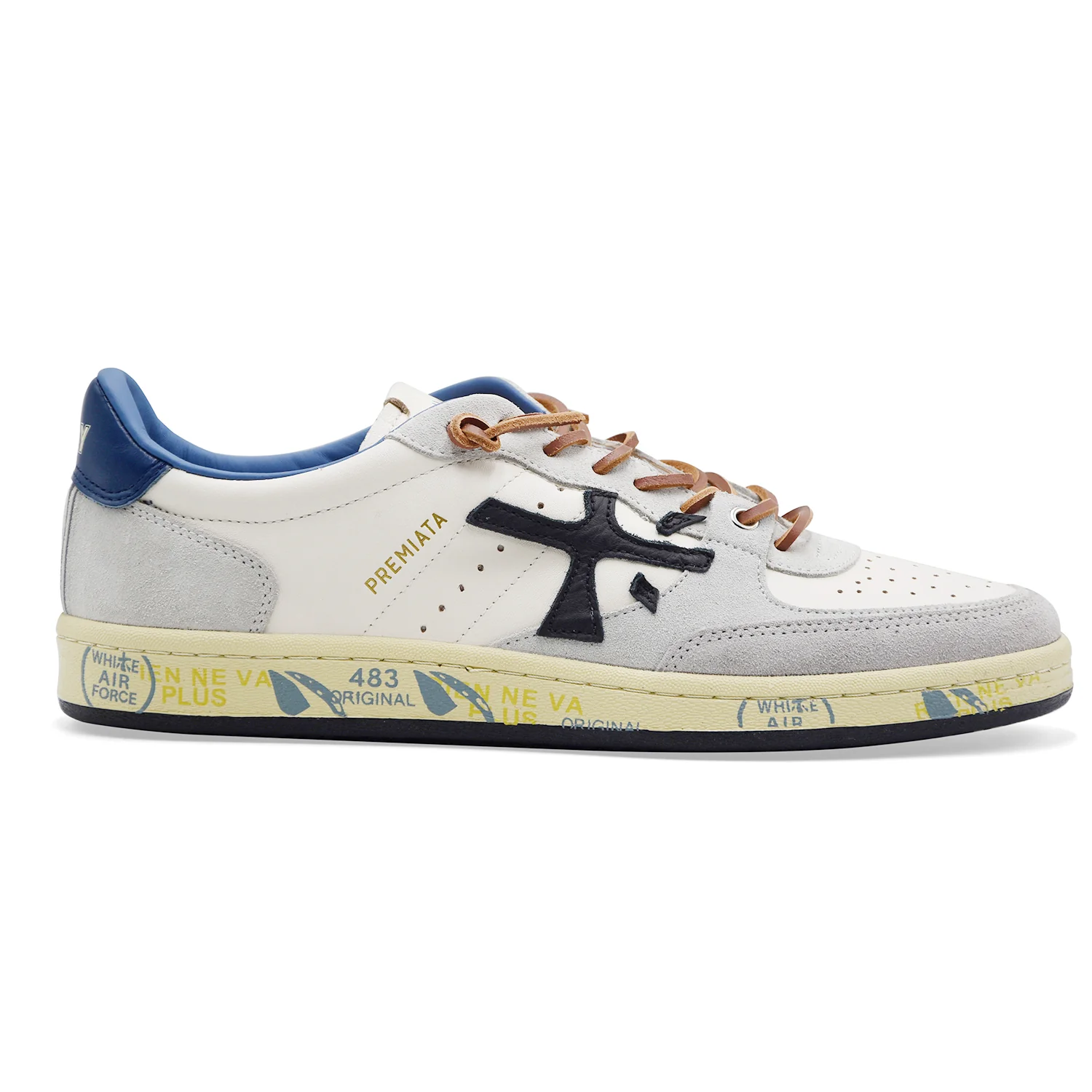 Sneakers Uomo Premiata Bskt Clay Var. 7617 Bianco Grigio Blu