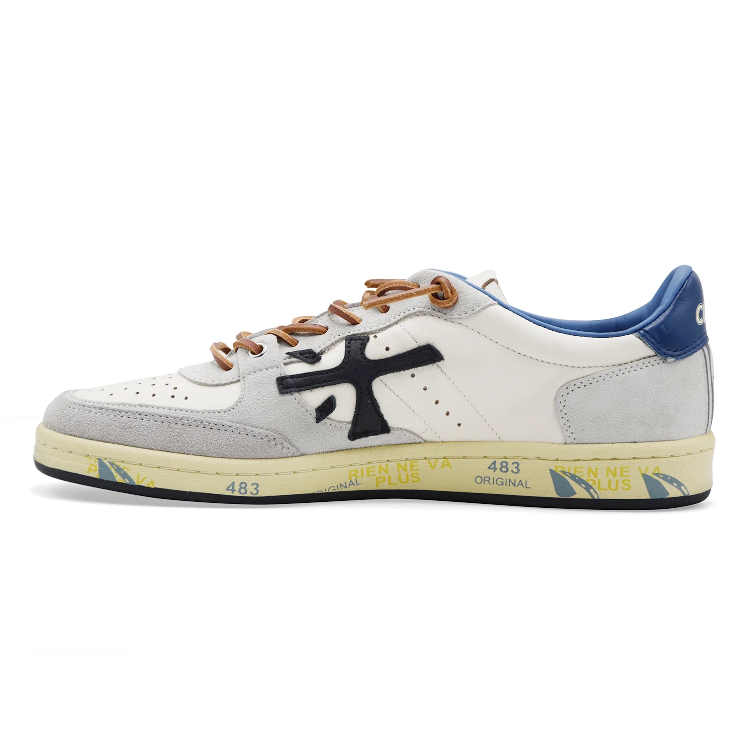 Sneakers Uomo Premiata Bskt Clay Var. 7617 Bianco Grigio Blu - Image 4