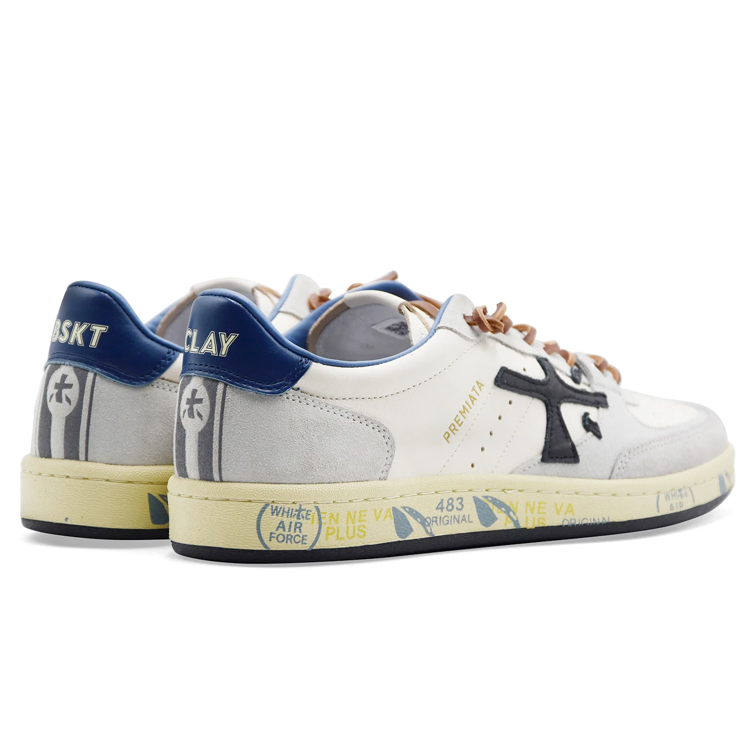 Sneakers Uomo Premiata Bskt Clay Var. 7617 Bianco Grigio Blu - Image 5