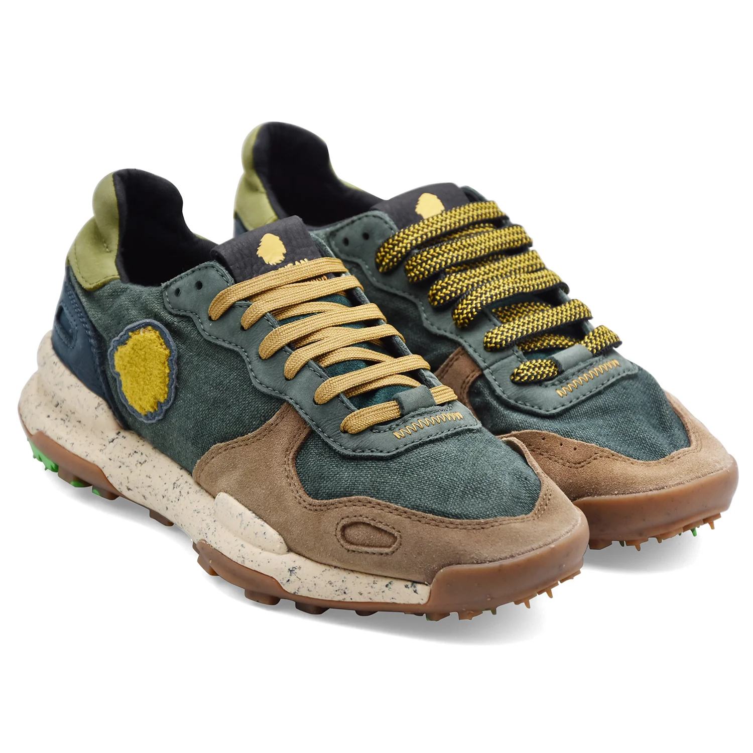 Sneakers Satorisan Uomo Chacrona Verde Con Beige A Contrasto - Image 2