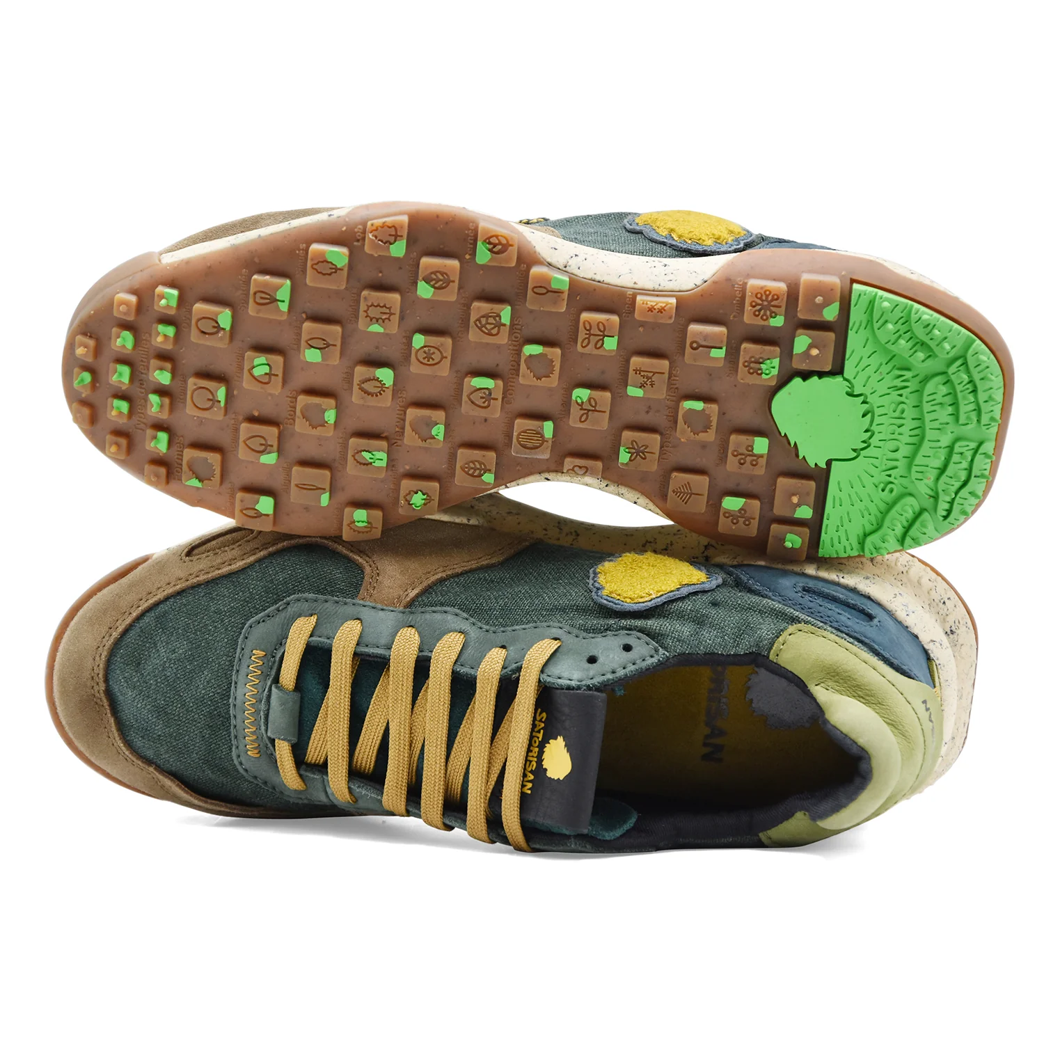 Sneakers Satorisan Uomo Chacrona Verde Con Beige A Contrasto - Image 3