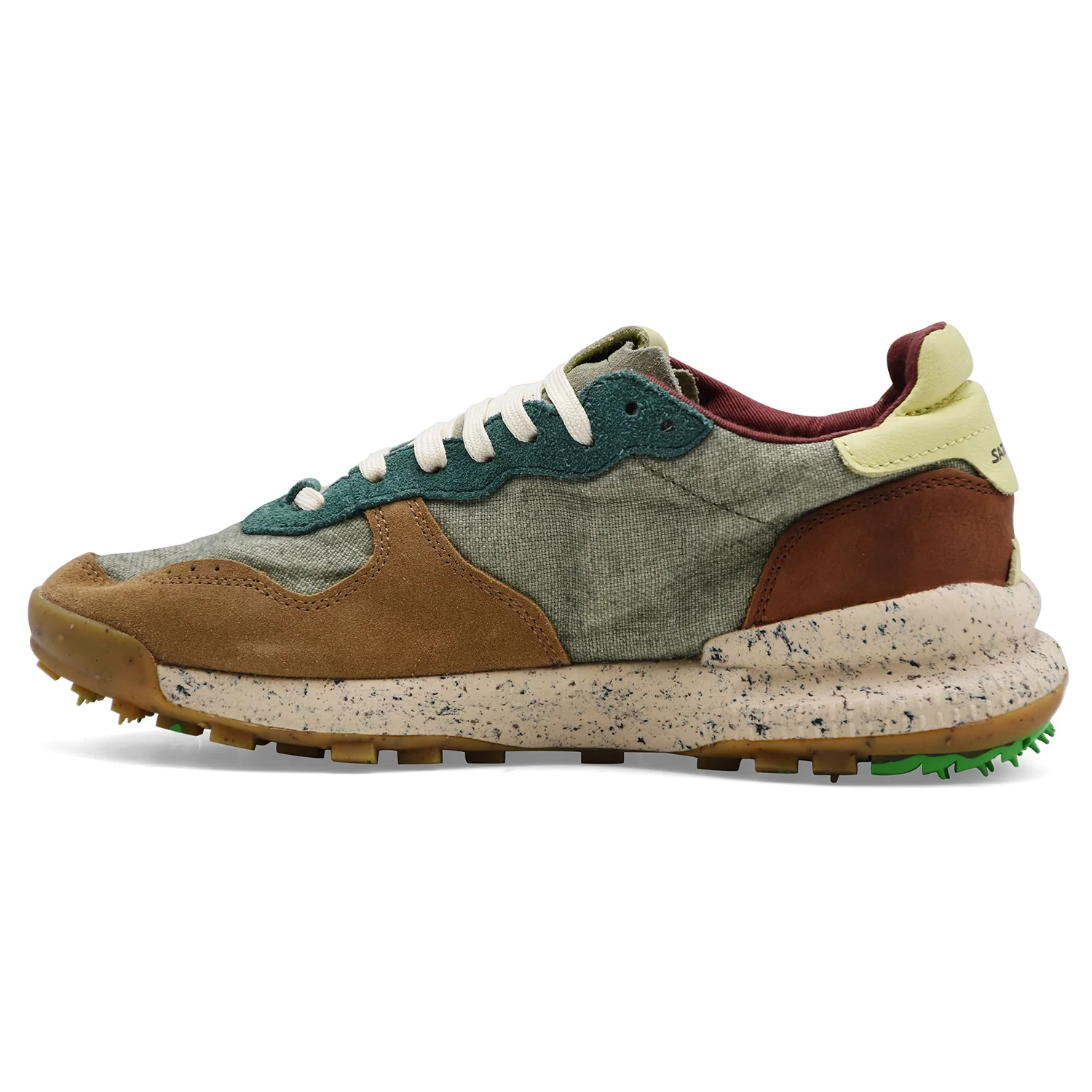 Satorisan Sneakers Uomo Chacrona Pelle Scamosciata Beige E Verde - Image 2