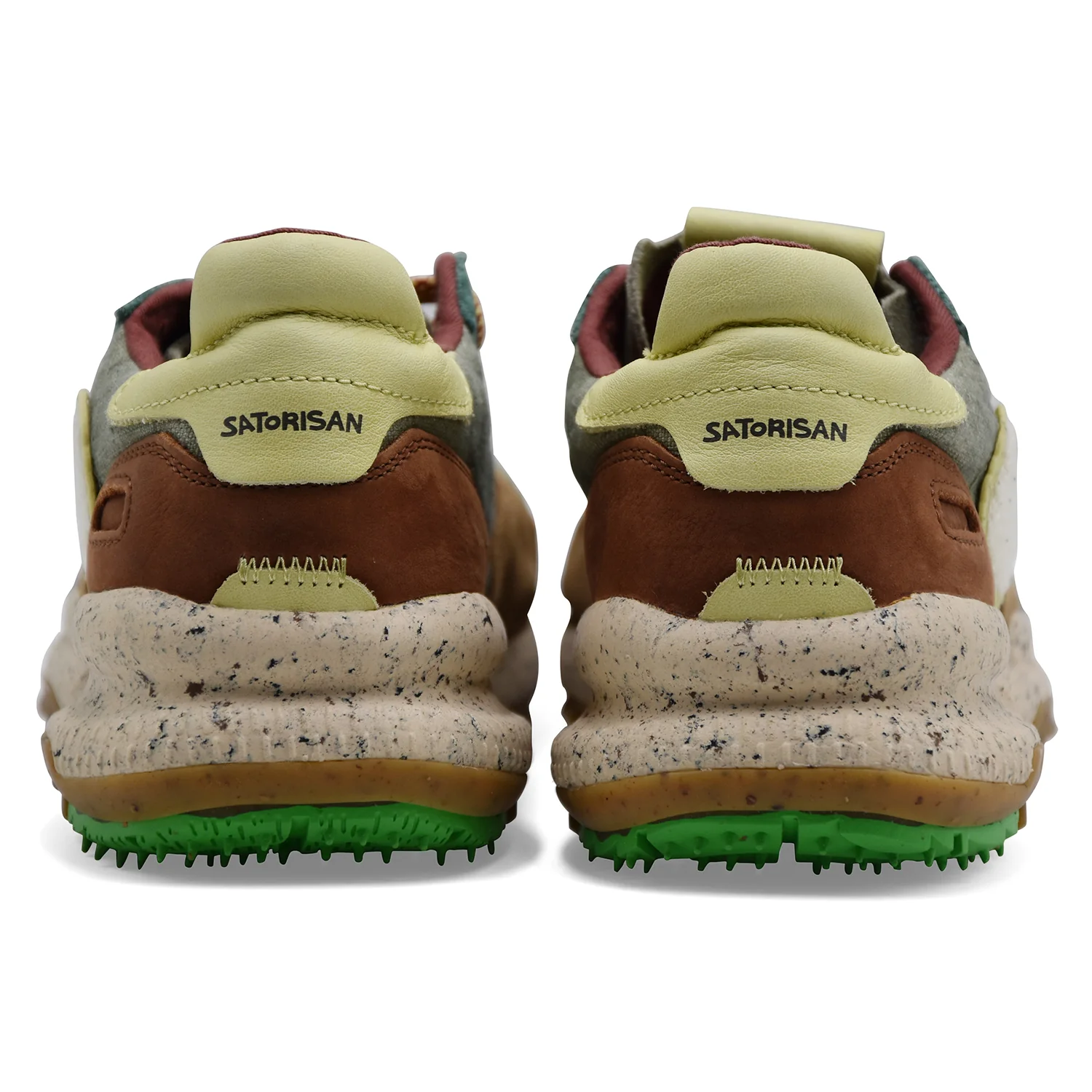 Satorisan Sneakers Uomo Chacrona Pelle Scamosciata Beige E Verde - Image 4