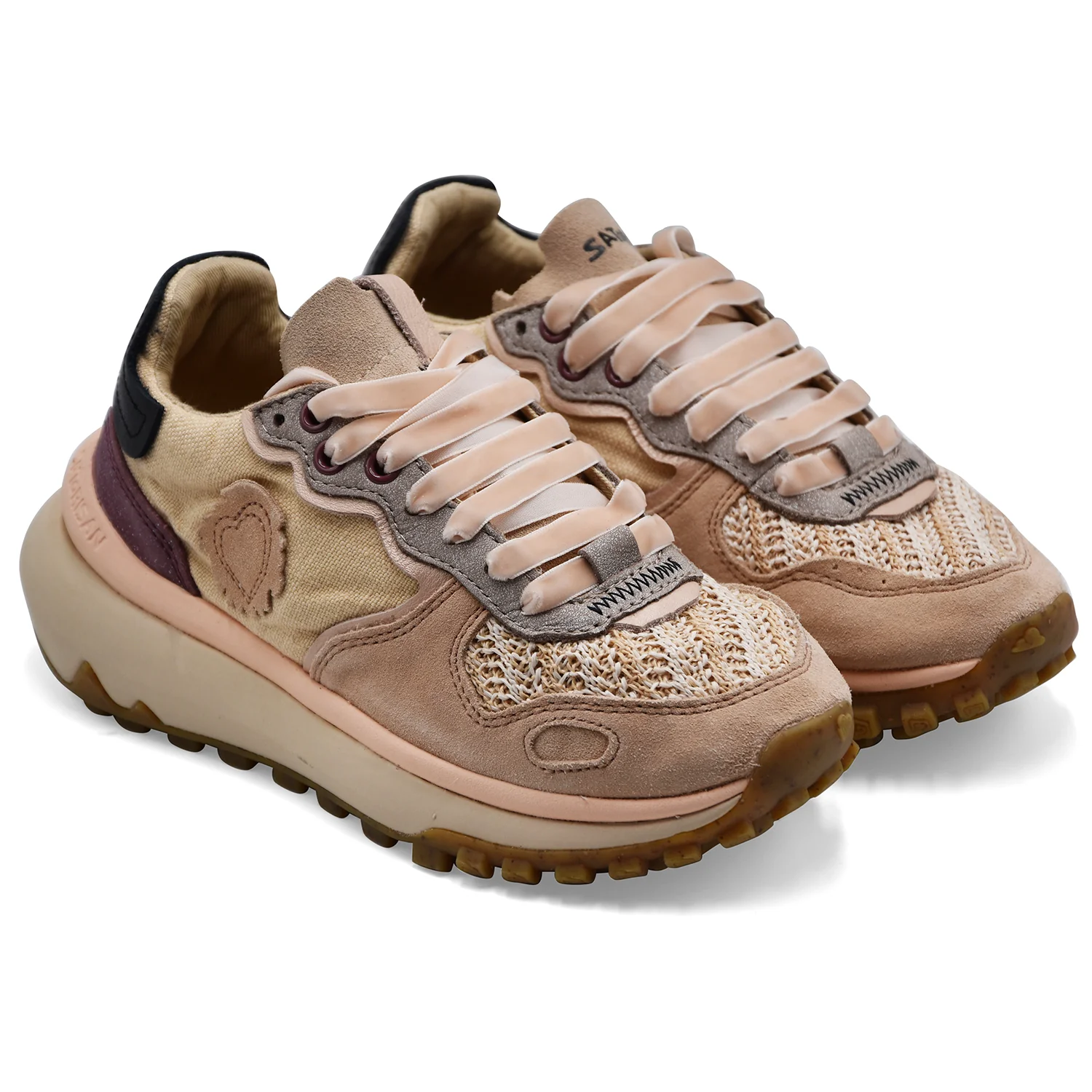 Sneakers Satorisan Donna CHACRONA METTA Pelle E Tessuto Beige - Image 2