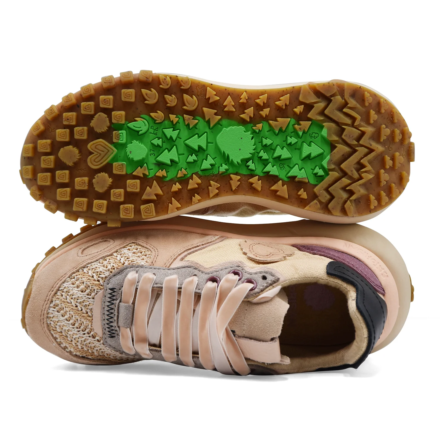 Sneakers Satorisan Donna CHACRONA METTA Pelle E Tessuto Beige - Image 3