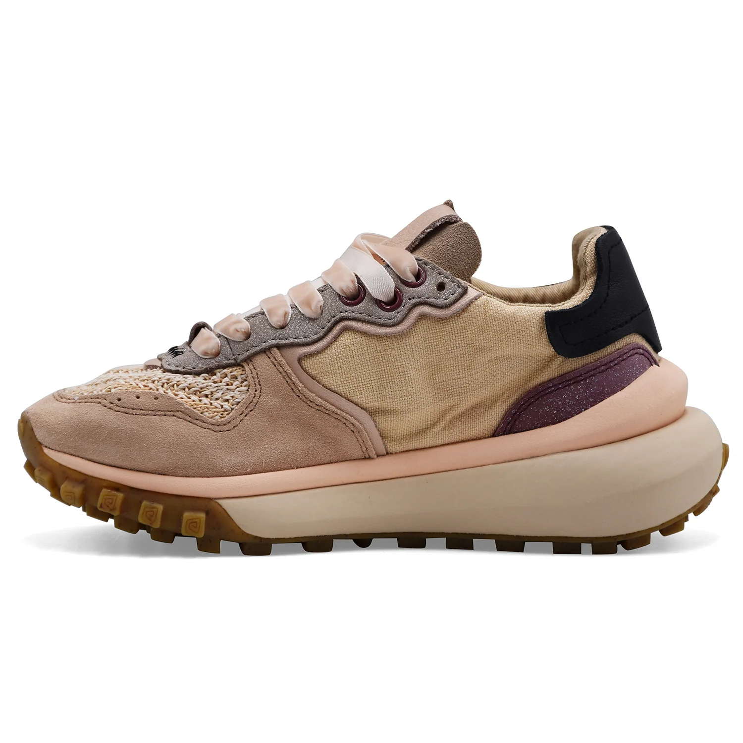 Sneakers Satorisan Donna CHACRONA METTA Pelle E Tessuto Beige - Image 4