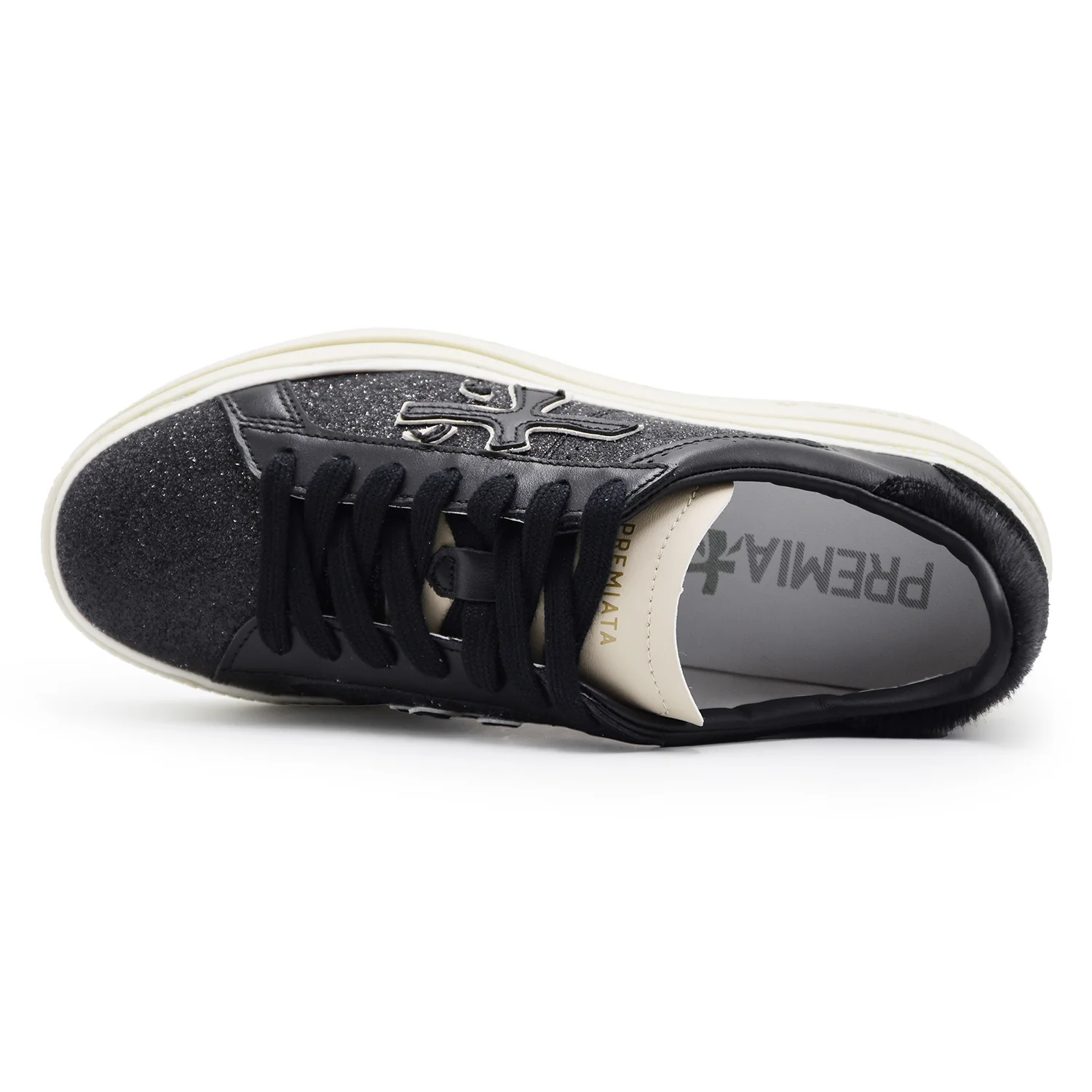 Sneakers Donna Premiata Claudia 7755 Nero Strass Logo Laterale - Image 3