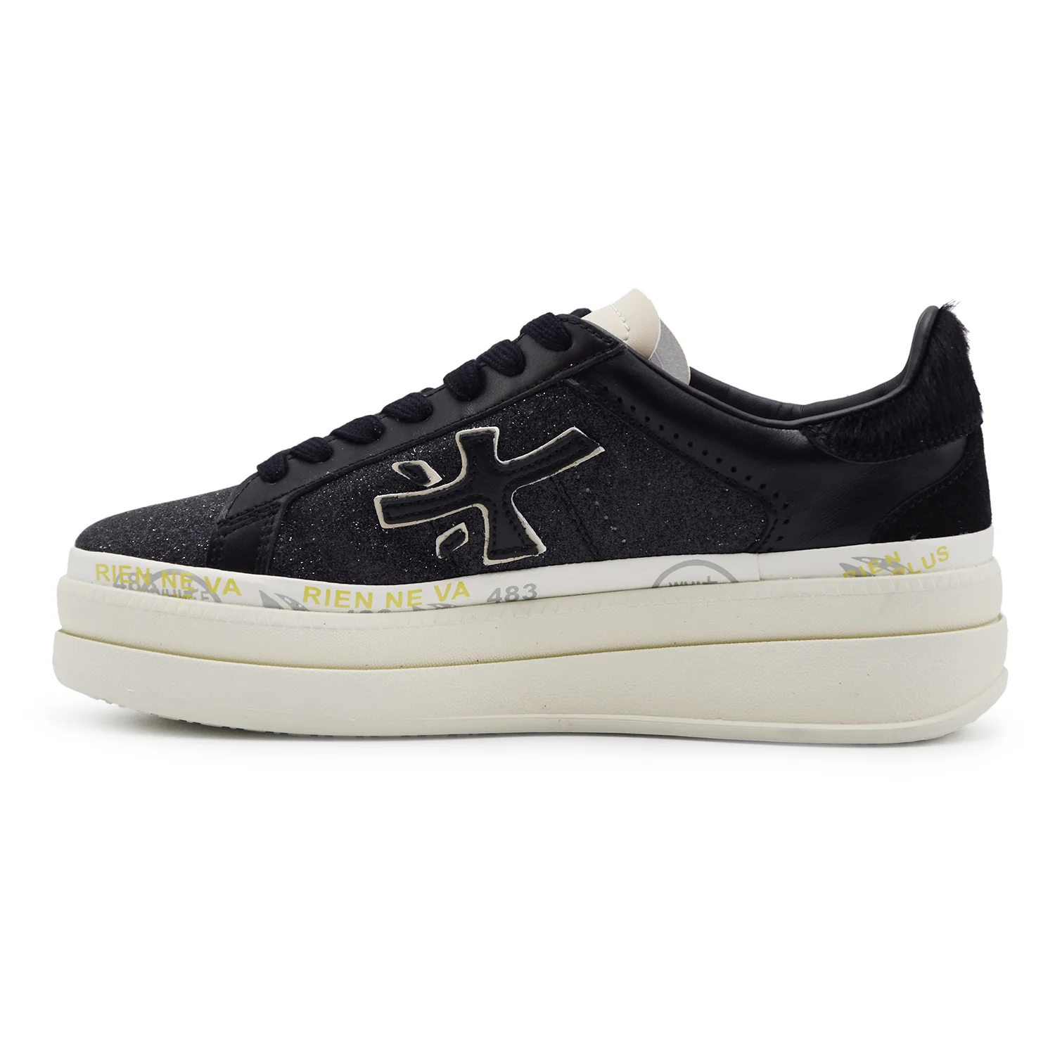 Sneakers Donna Premiata Claudia 7755 Nero Strass Logo Laterale - Image 4