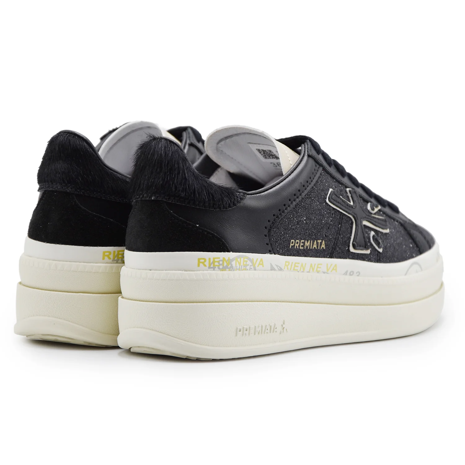 Sneakers Donna Premiata Claudia 7755 Nero Strass Logo Laterale - Image 5