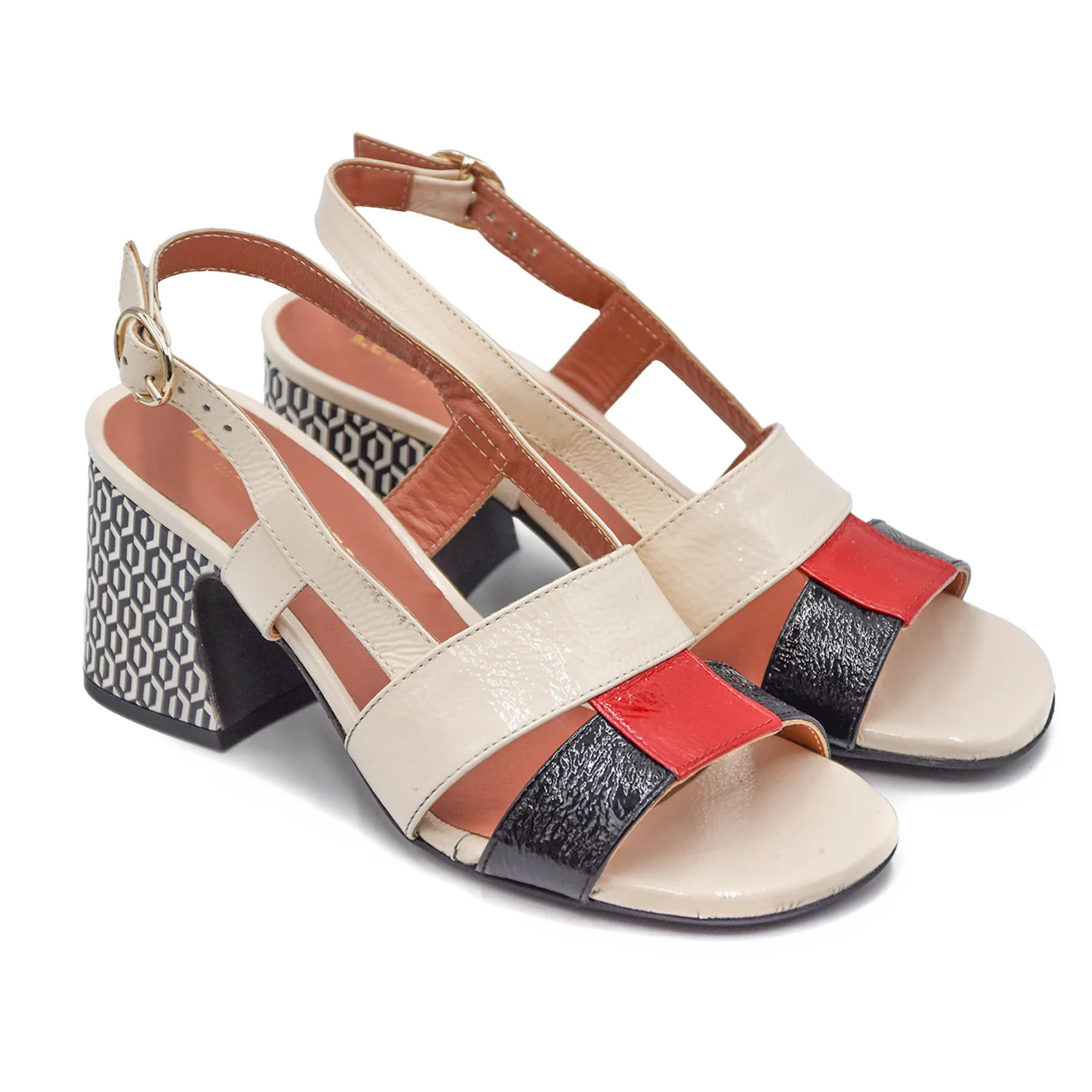 Sandali Donna Les:Venues Beige Nero Capolavoro Made In Italy - Image 2