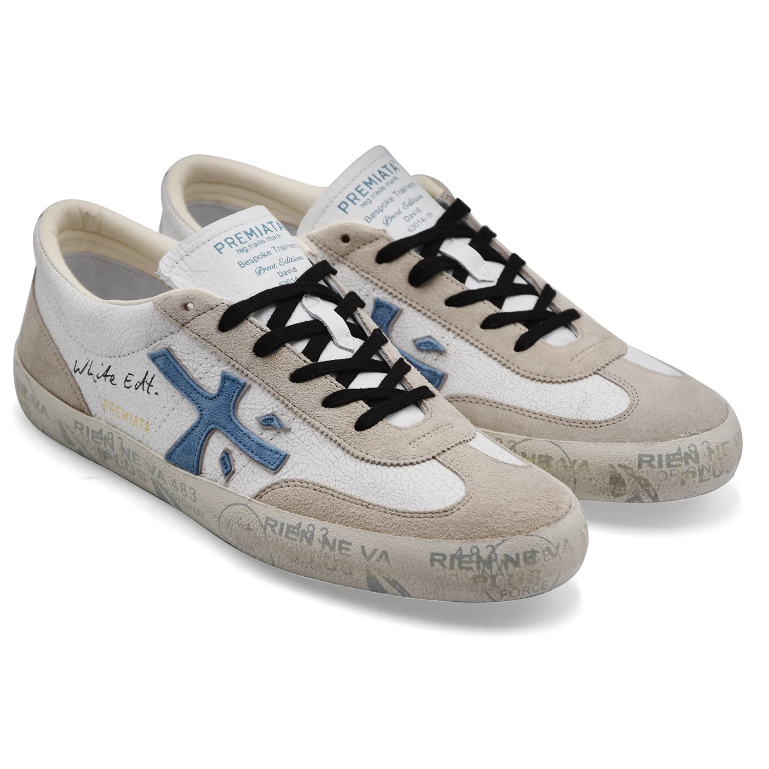 Sneakers Uomo Premiata David 8089 Bianco Stile Urbano Retrò - Image 2