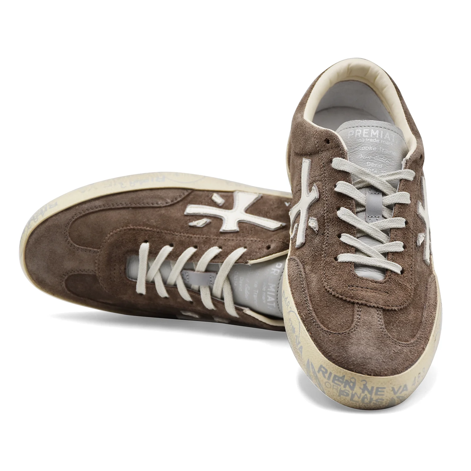 Sneakers Uomo Premiata David 8094 In Pelle Scamosciata Taupe - Image 3