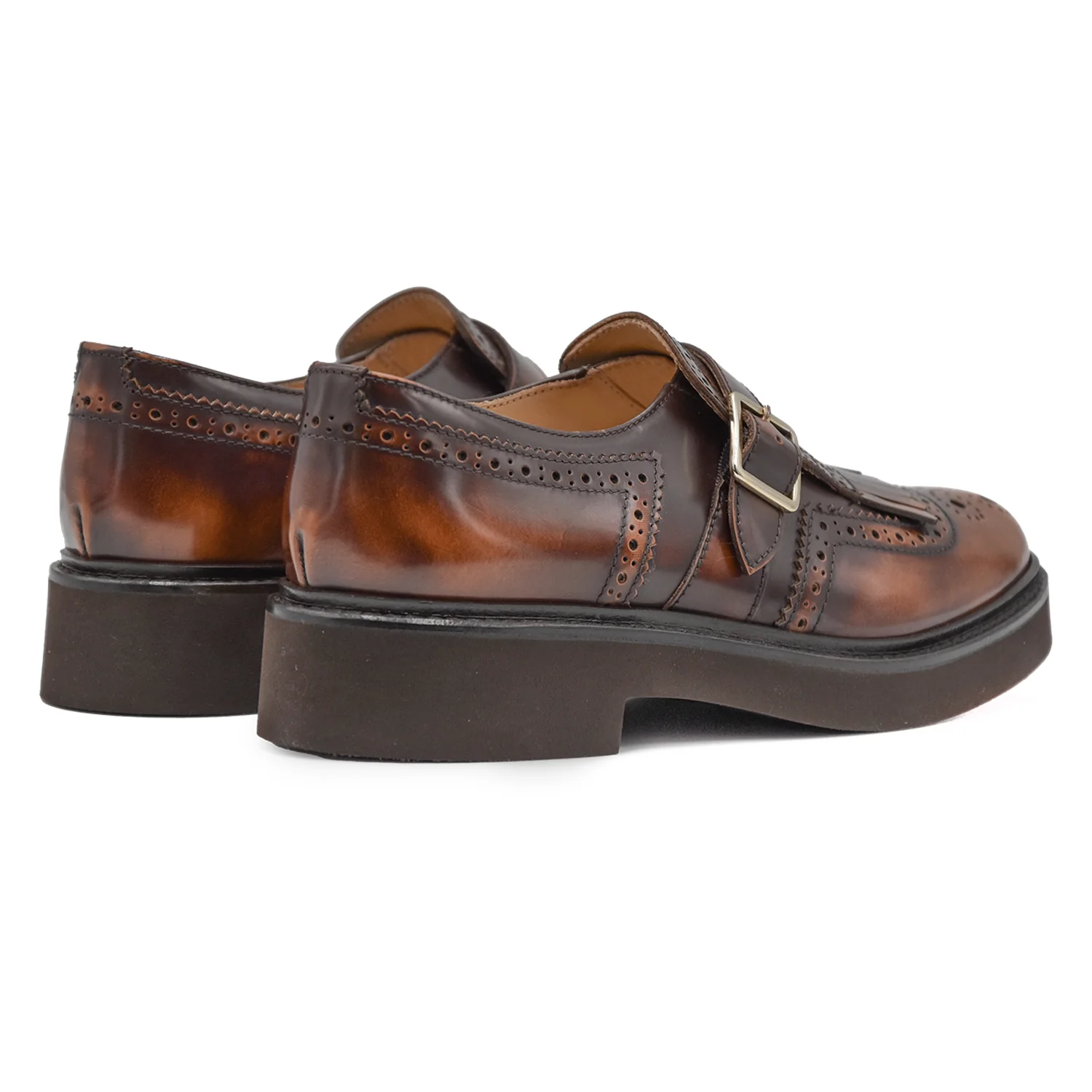 Doucal's Donna Cognac Monk Strap Classica Con Fibbia Laterale - Image 4