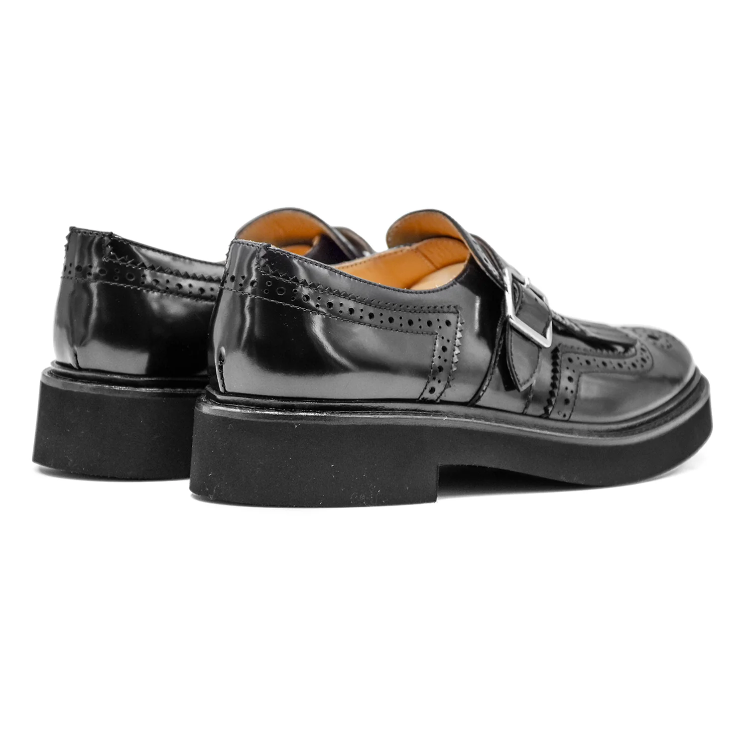 Doucal's Donna Lucido Nero Monk Strap L'Elegante Made In Italy - Image 4
