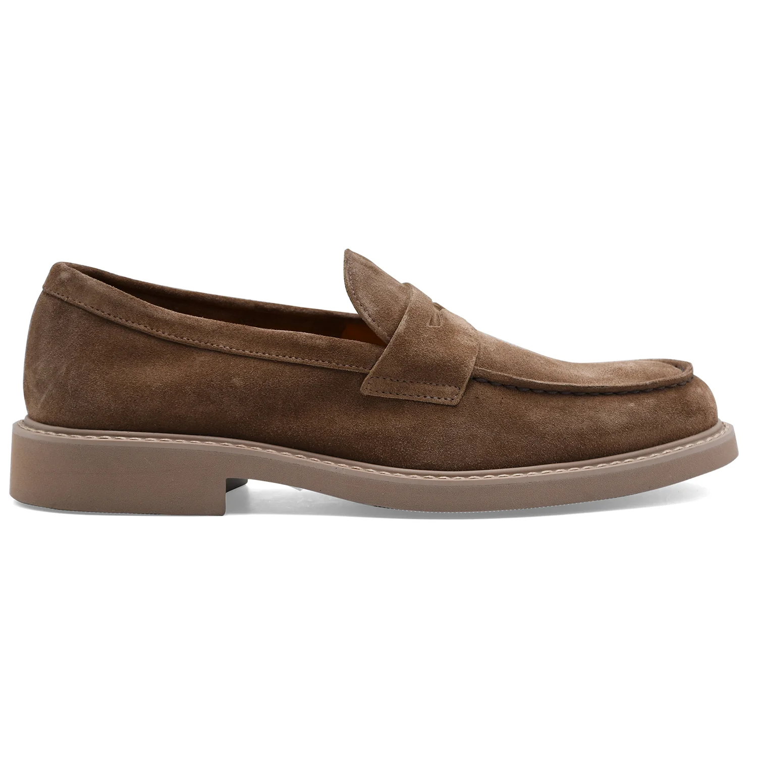 Mocassini Doucal's Uomo Pelle Scamosciata Beige Made In italy