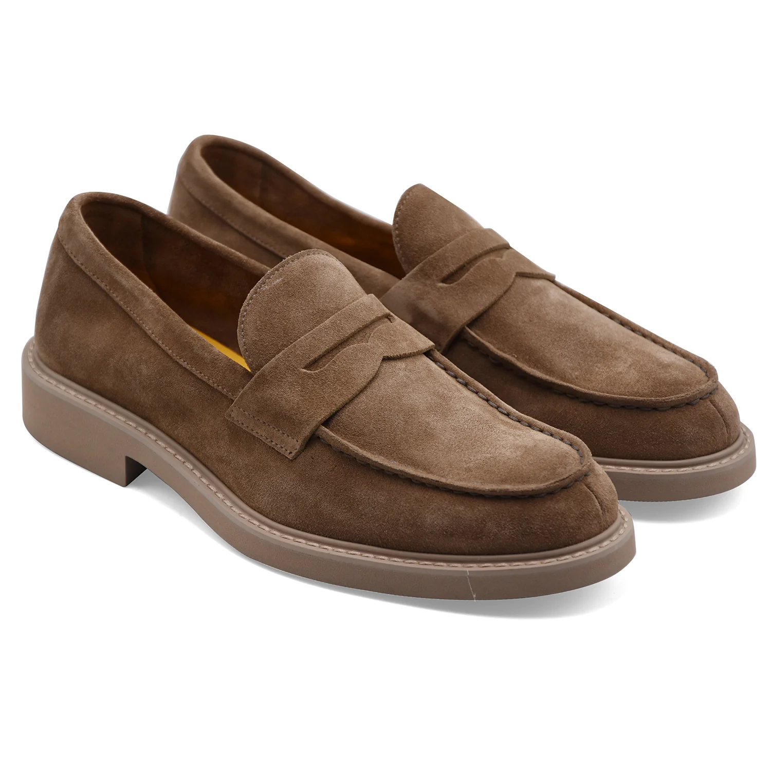 Mocassini Doucal's Uomo Pelle Scamosciata Beige Made In italy - Image 2