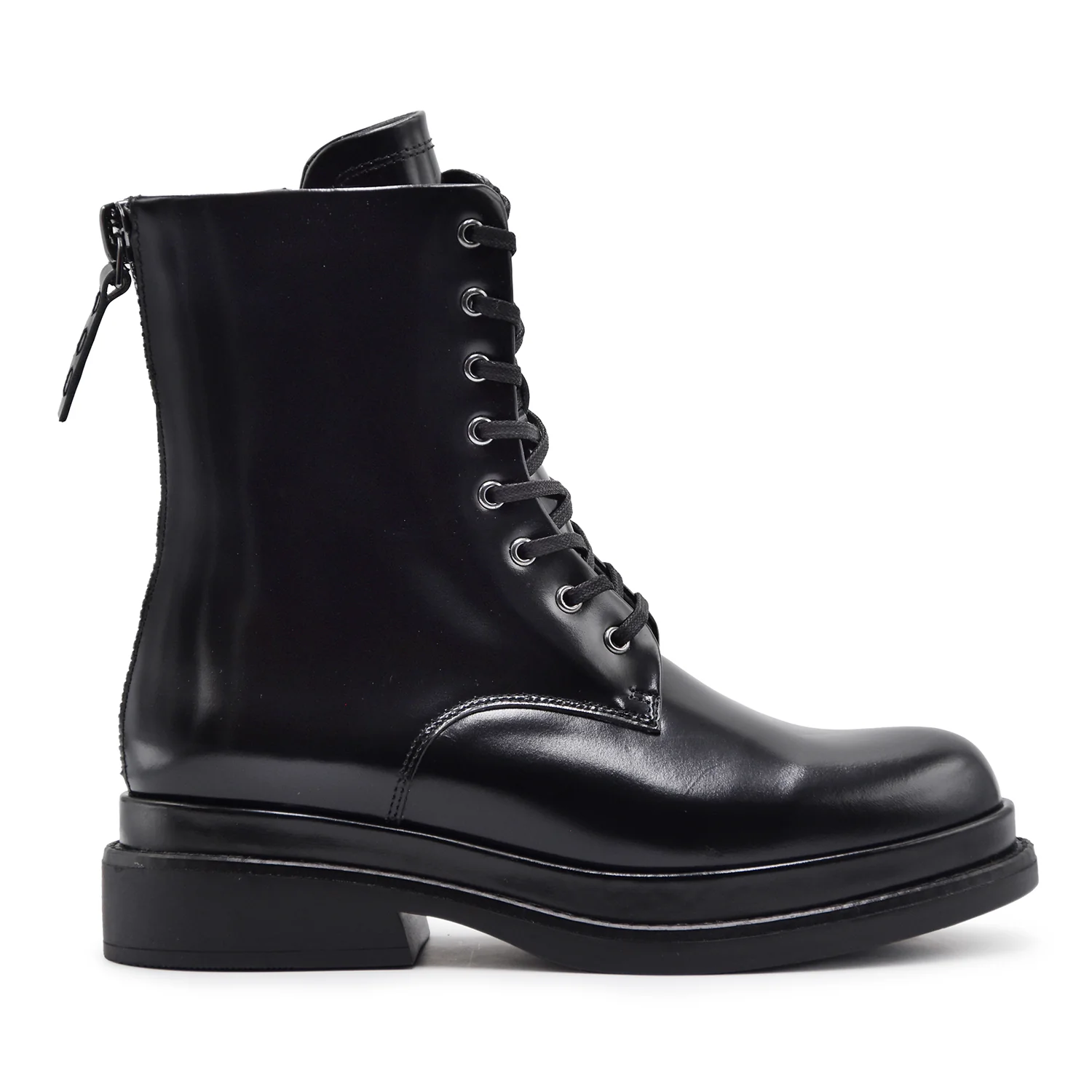 Anfibi Elvio Zanon Donna Nero In Pelle Lucida Con Doppia Zip