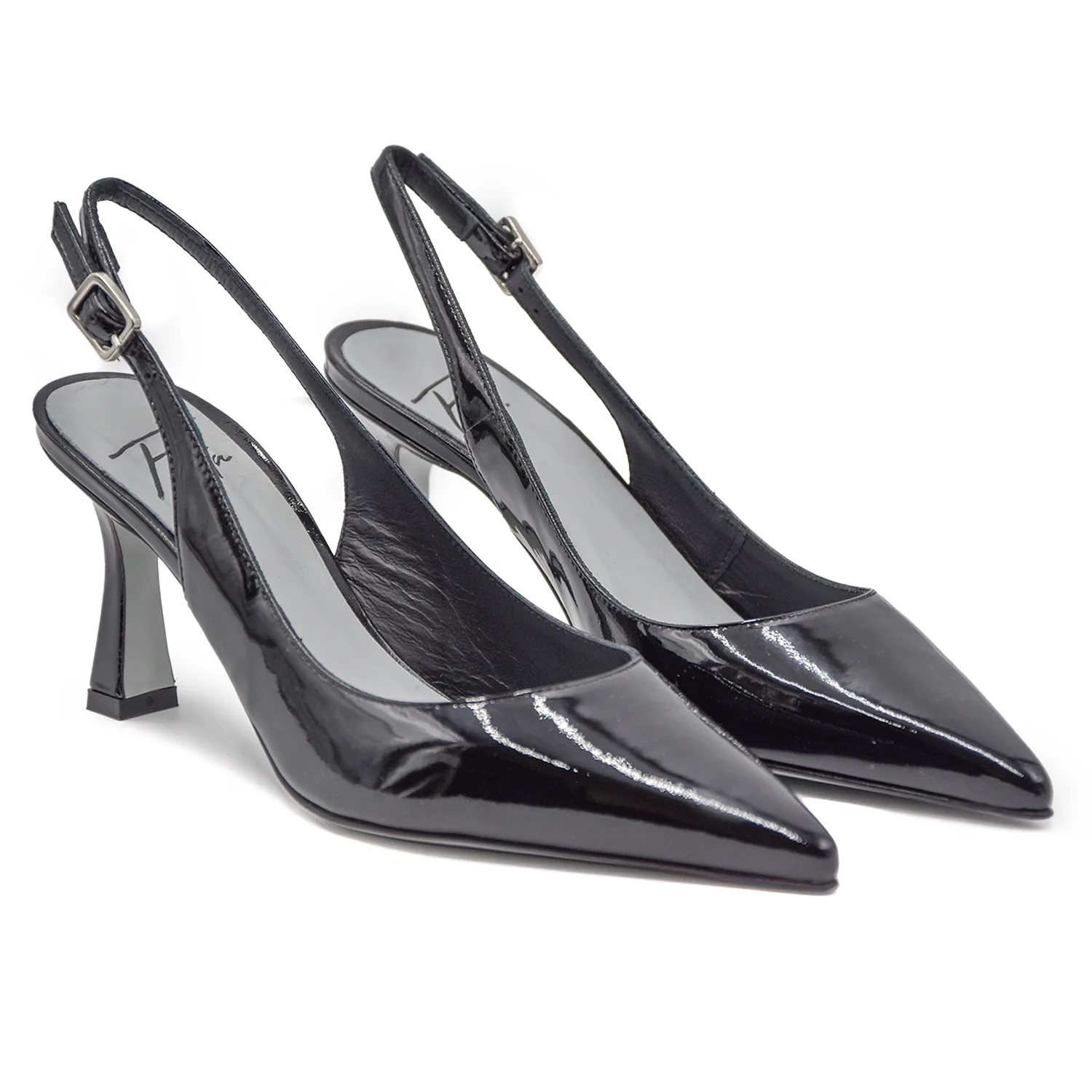 Slingback Roberto Festa Donna Modello Frans Pelle Vernice Nera - Image 2