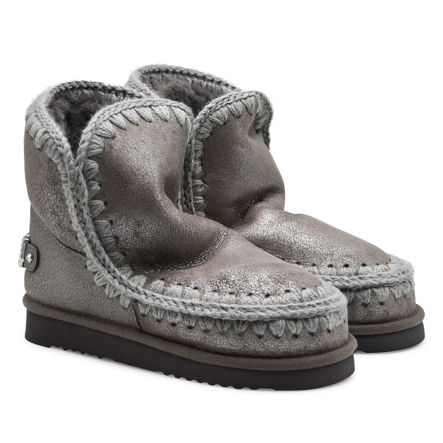Stivaletti Mou Donna ESKIMO 18 Pelle Grigio Cuciture Iconiche - Image 2