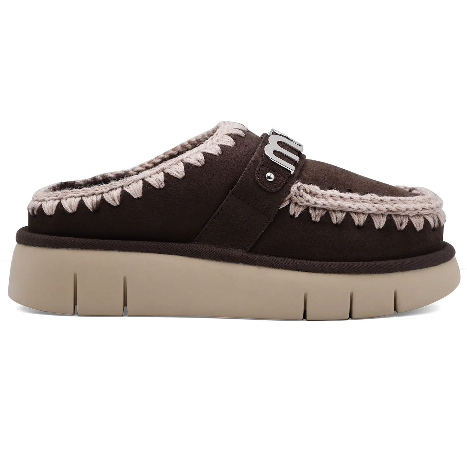 Sabot Mou Donna Bounce Clog Pelle Scamosciata Marrone Con Logo