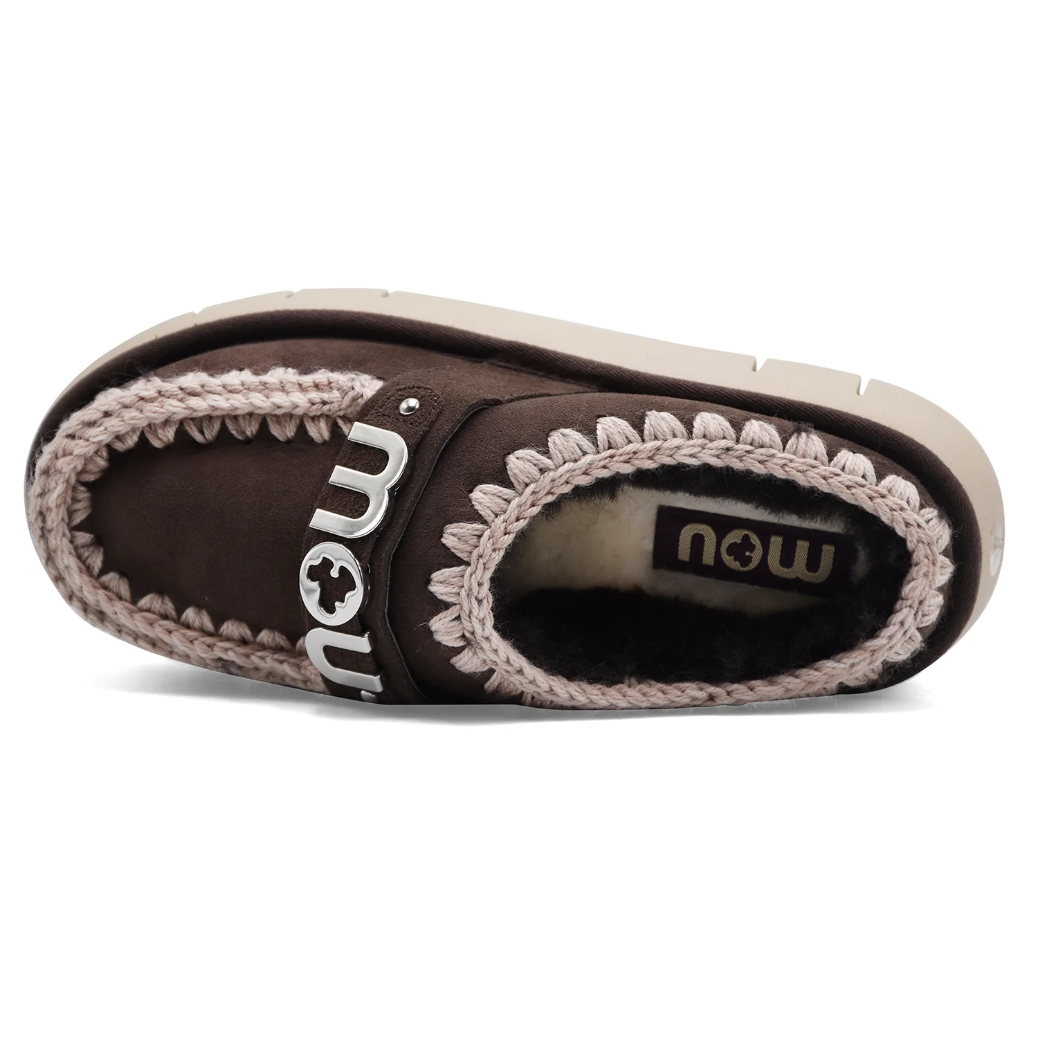 Sabot Mou Donna Bounce Clog Pelle Scamosciata Marrone Con Logo - Image 5