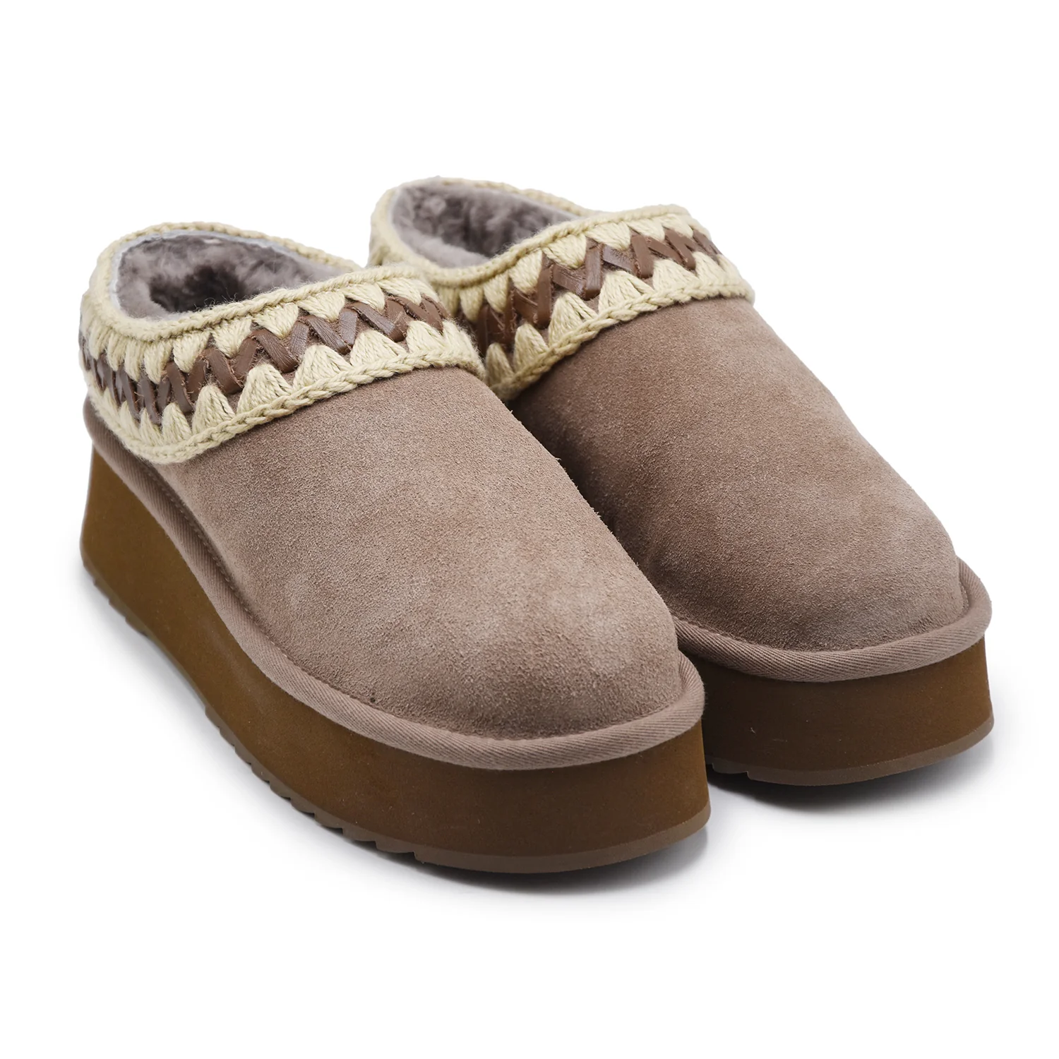 Sabot Mou Donna Pelle Scamosciata Morbida Grigio Platform Clog - Image 2