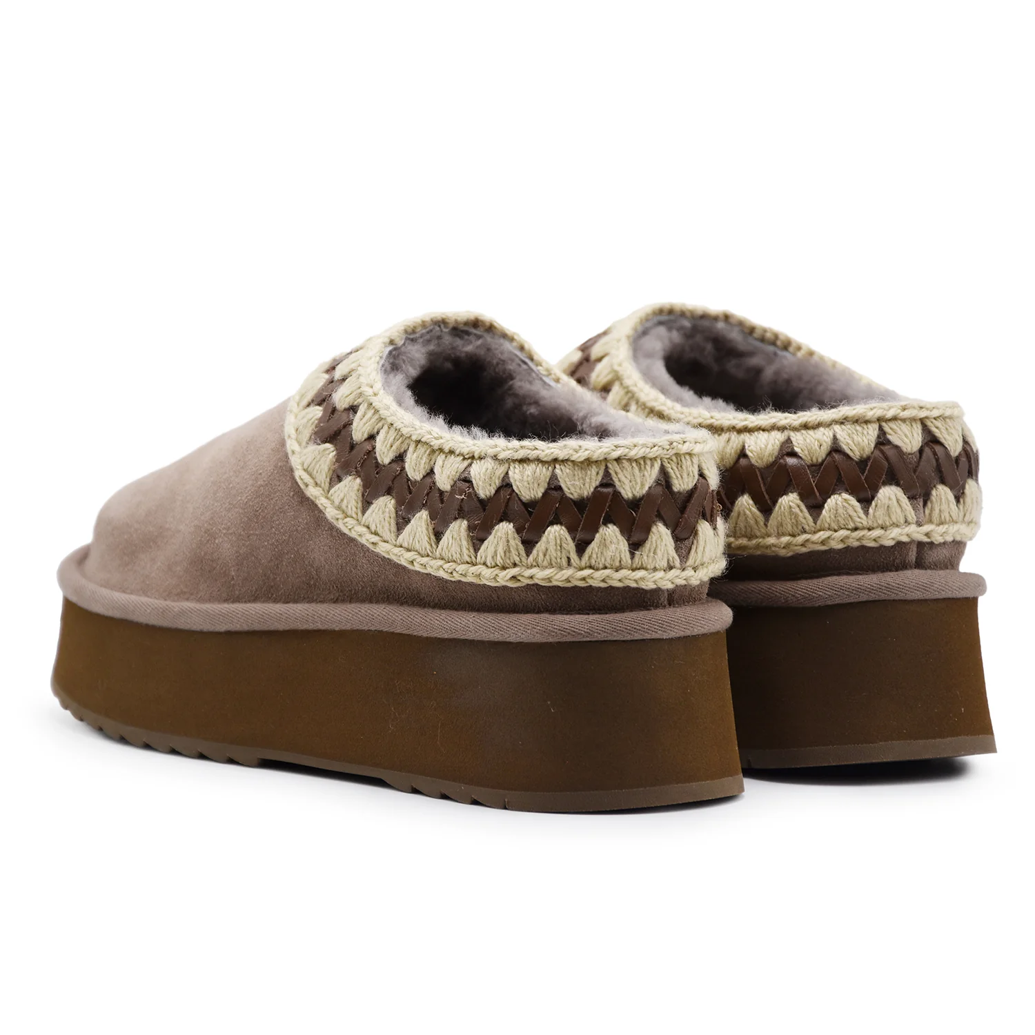 Sabot Mou Donna Pelle Scamosciata Morbida Grigio Platform Clog - Image 3