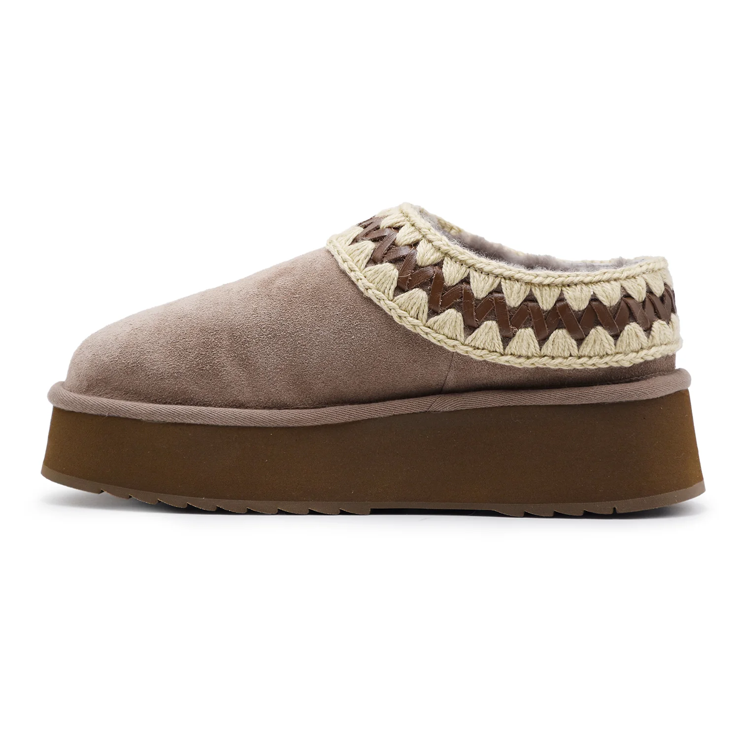 Sabot Mou Donna Pelle Scamosciata Morbida Grigio Platform Clog - Image 4