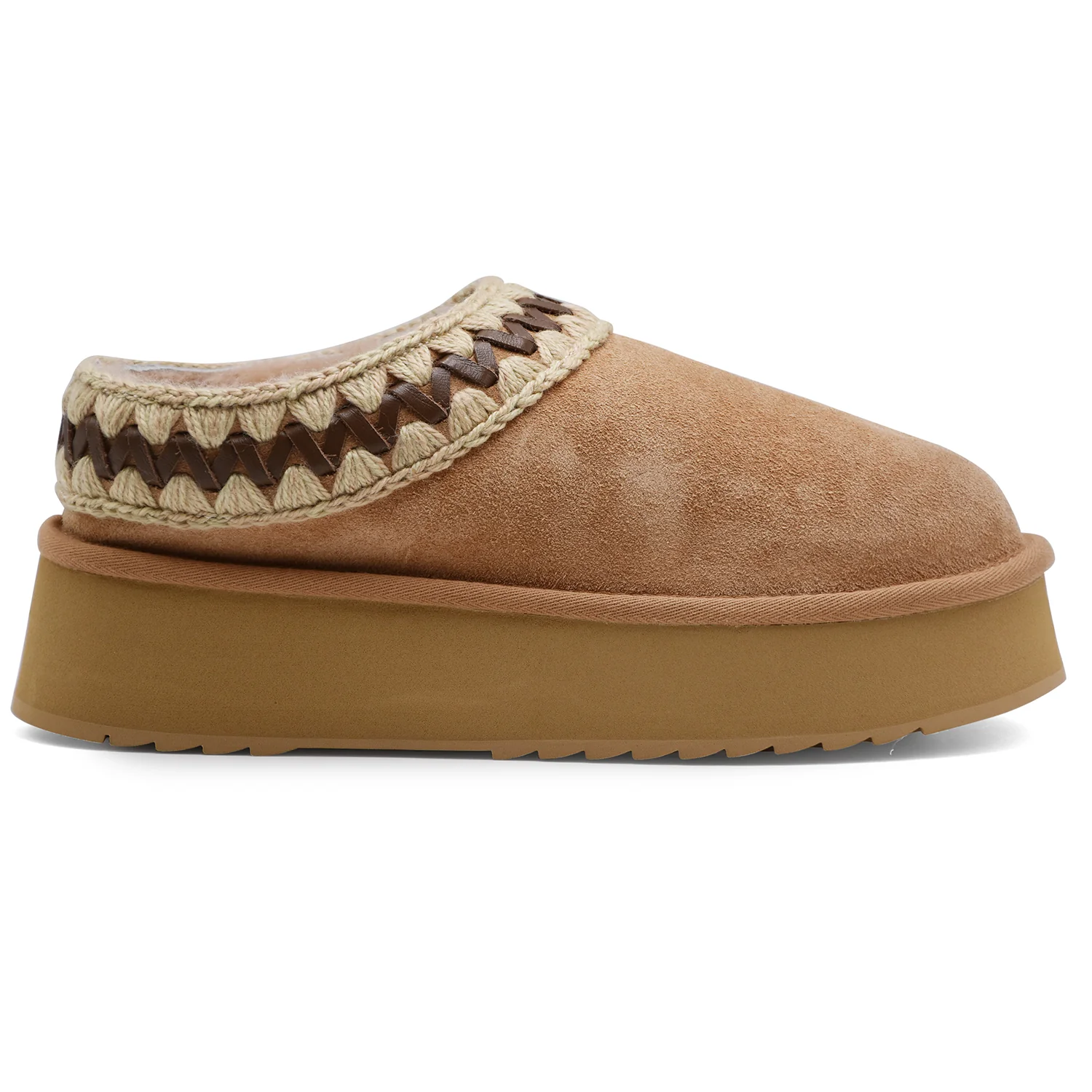 Sabot Mou Donna Platform Clog Camoscio Savana Calda E Di Moda