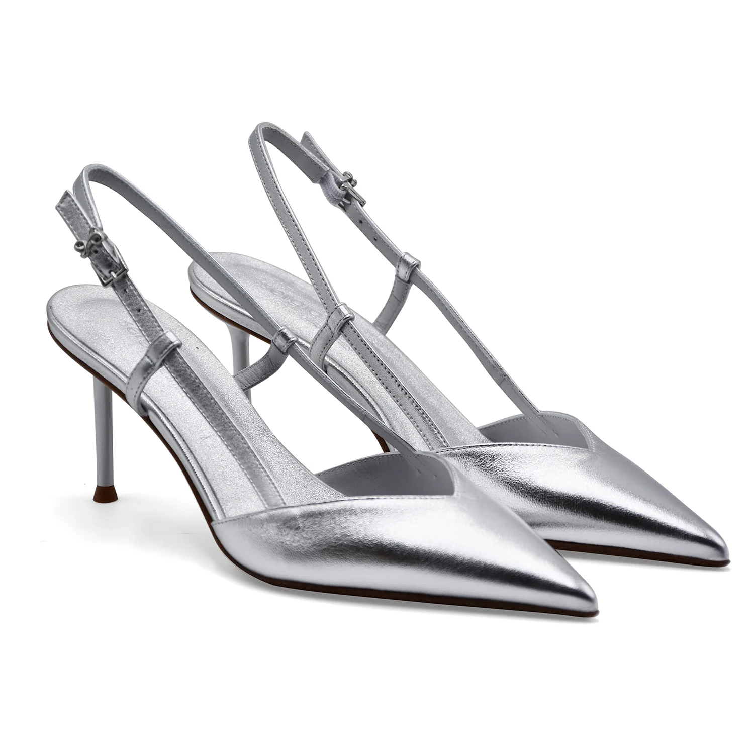 Slingback Sergio Levantesi Donna Giulia 6 Pelle Minerva Argento - Image 2