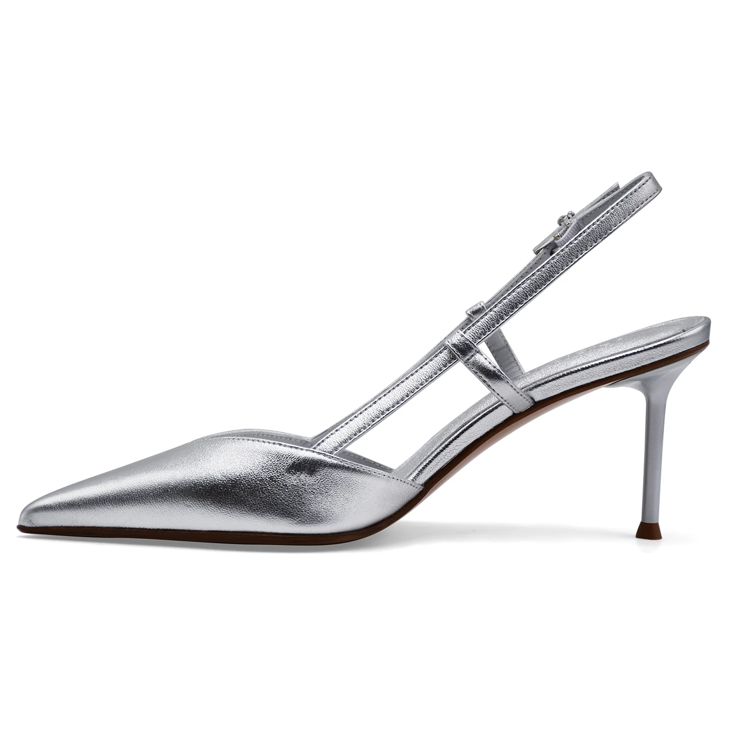Slingback Sergio Levantesi Donna Giulia 6 Pelle Minerva Argento - Image 4
