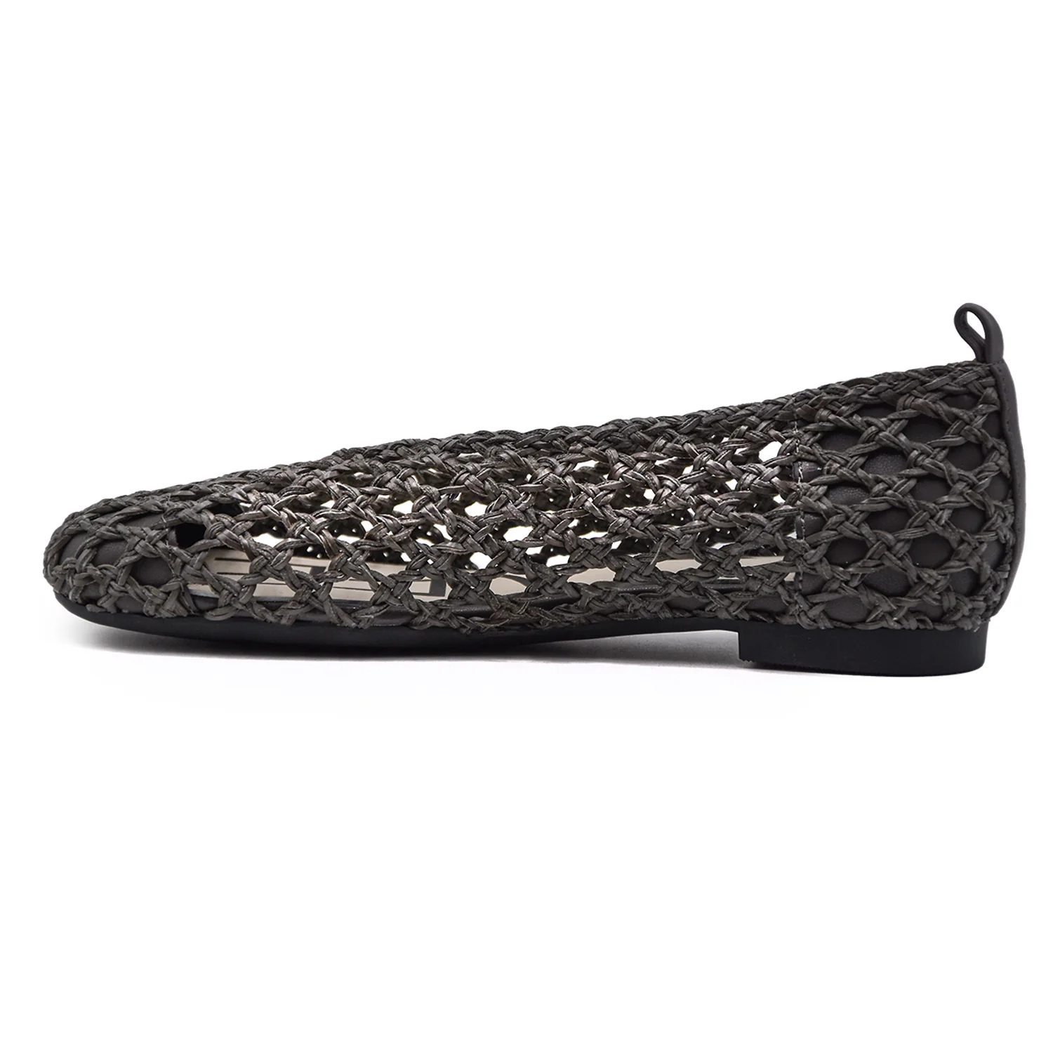 Ballerine Donna Loafer Grigio Pelle Intrecciata Modello Holes - Image 3