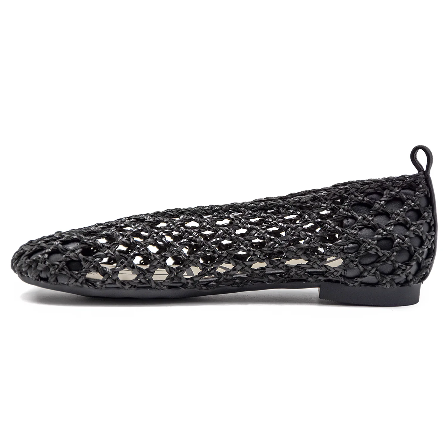 Ballerine Loafer Nero In Pelle Intrecciata Stile Minimalista - Image 3