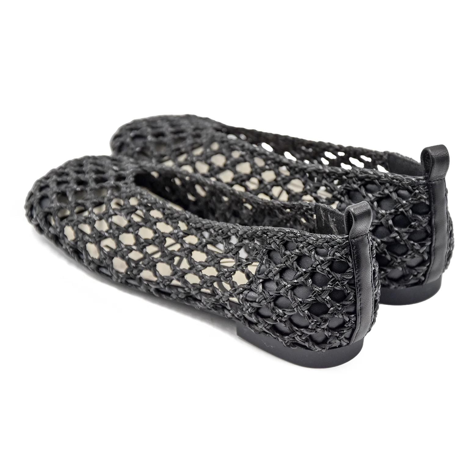 Ballerine Loafer Nero In Pelle Intrecciata Stile Minimalista - Image 4