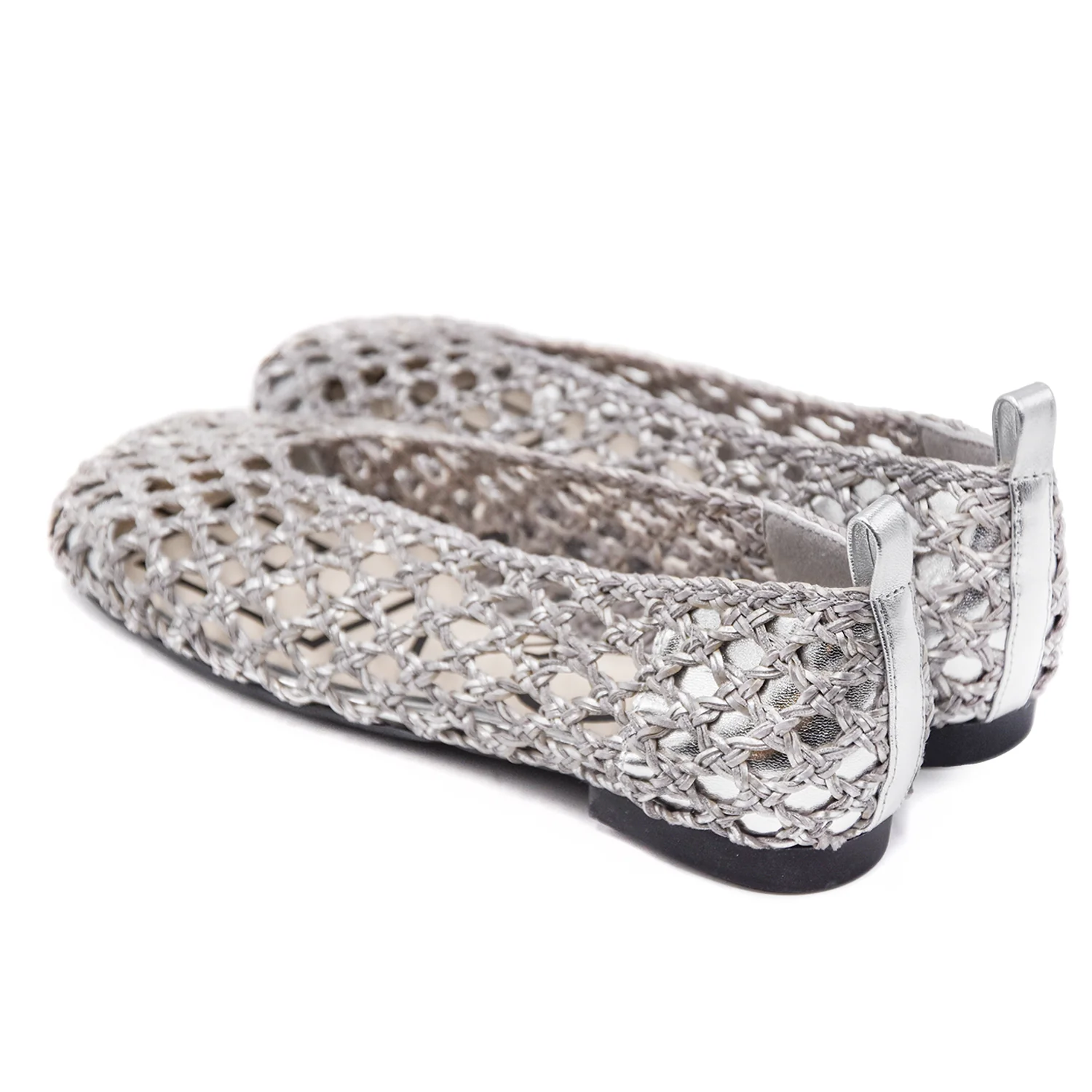 Ballerine Loafer Donna Argento Modello Holes Con Rete Traforata - Image 3