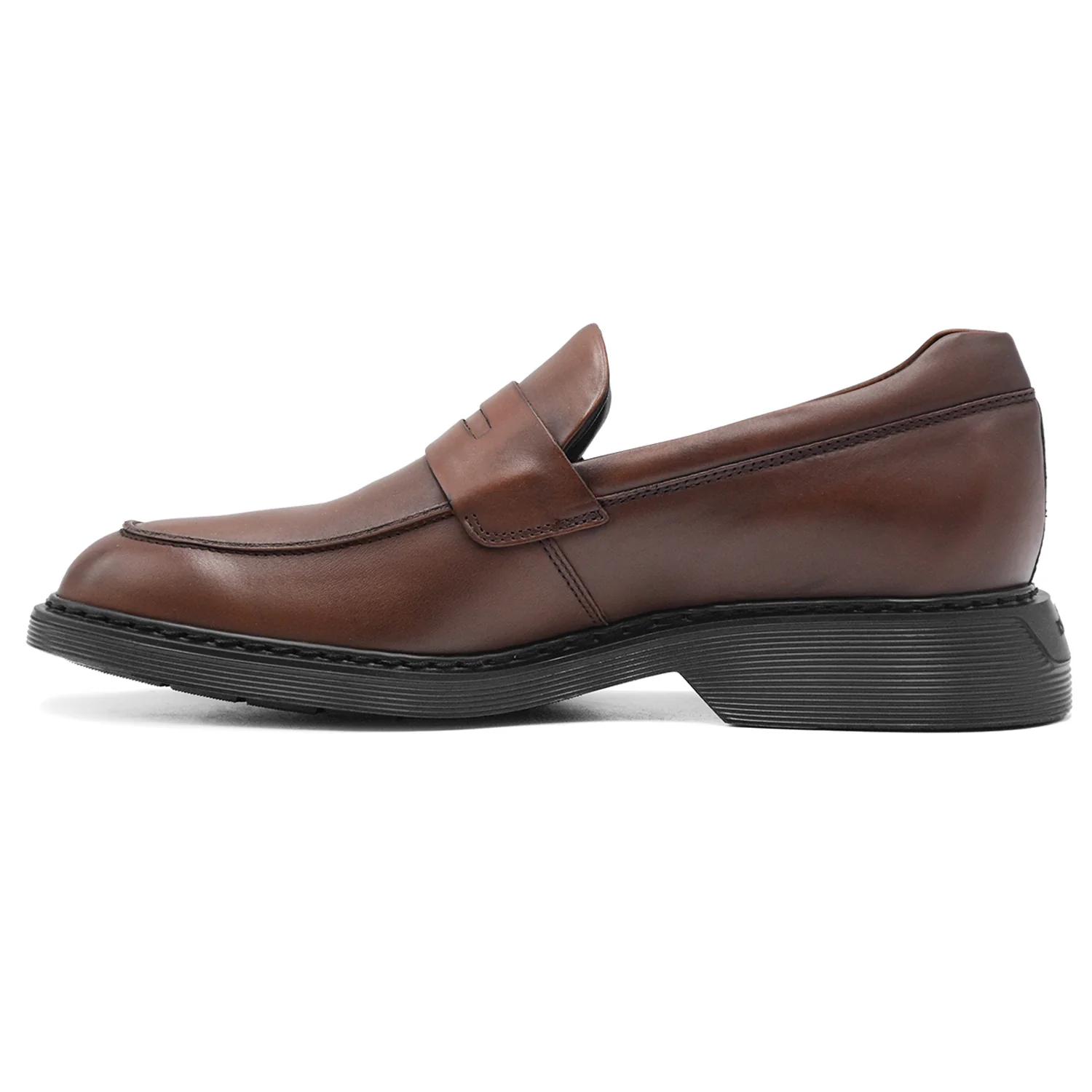 Mocassini Hogan H576 Pelle Marrone Con Elegante Mascherina Uomo - Image 3
