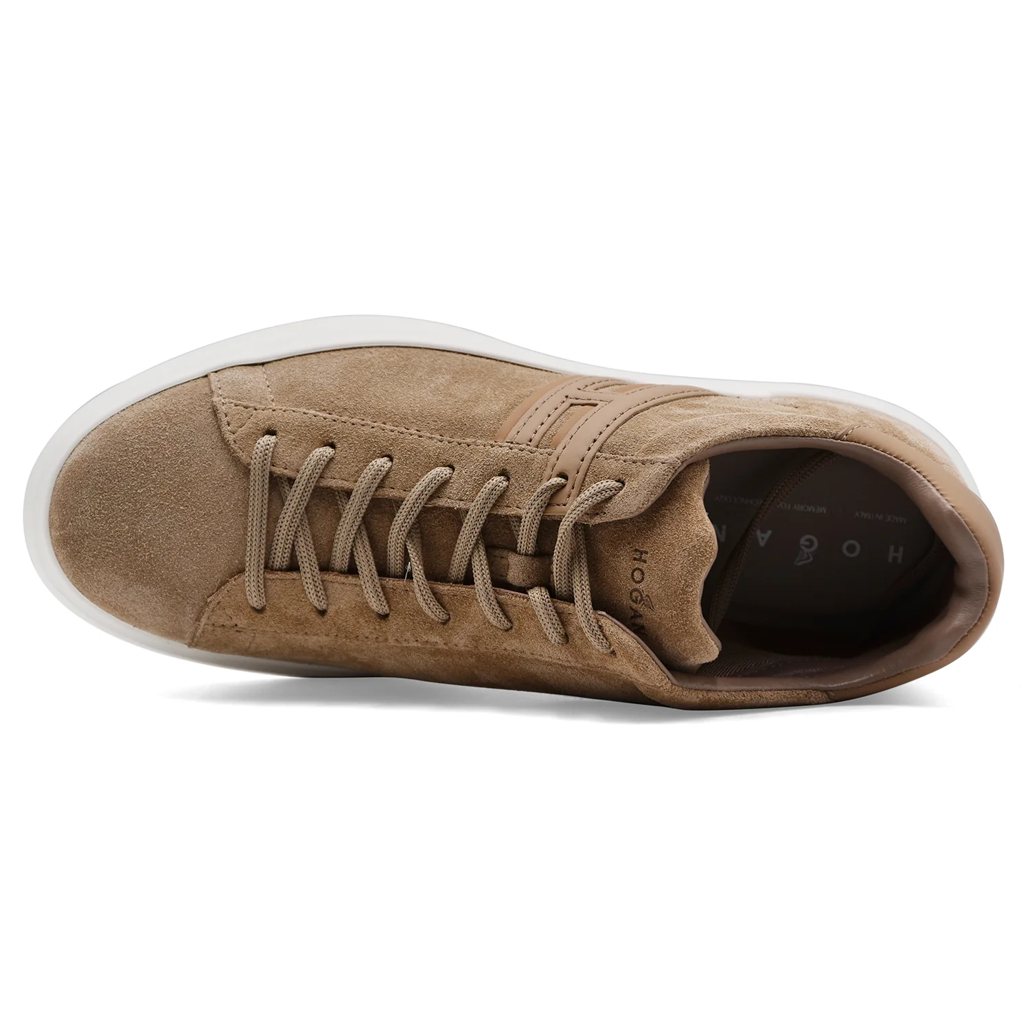 Hogan Sneakers Uomo H580 Beige Pelle Scamosciata Soletta Memory - Image 4
