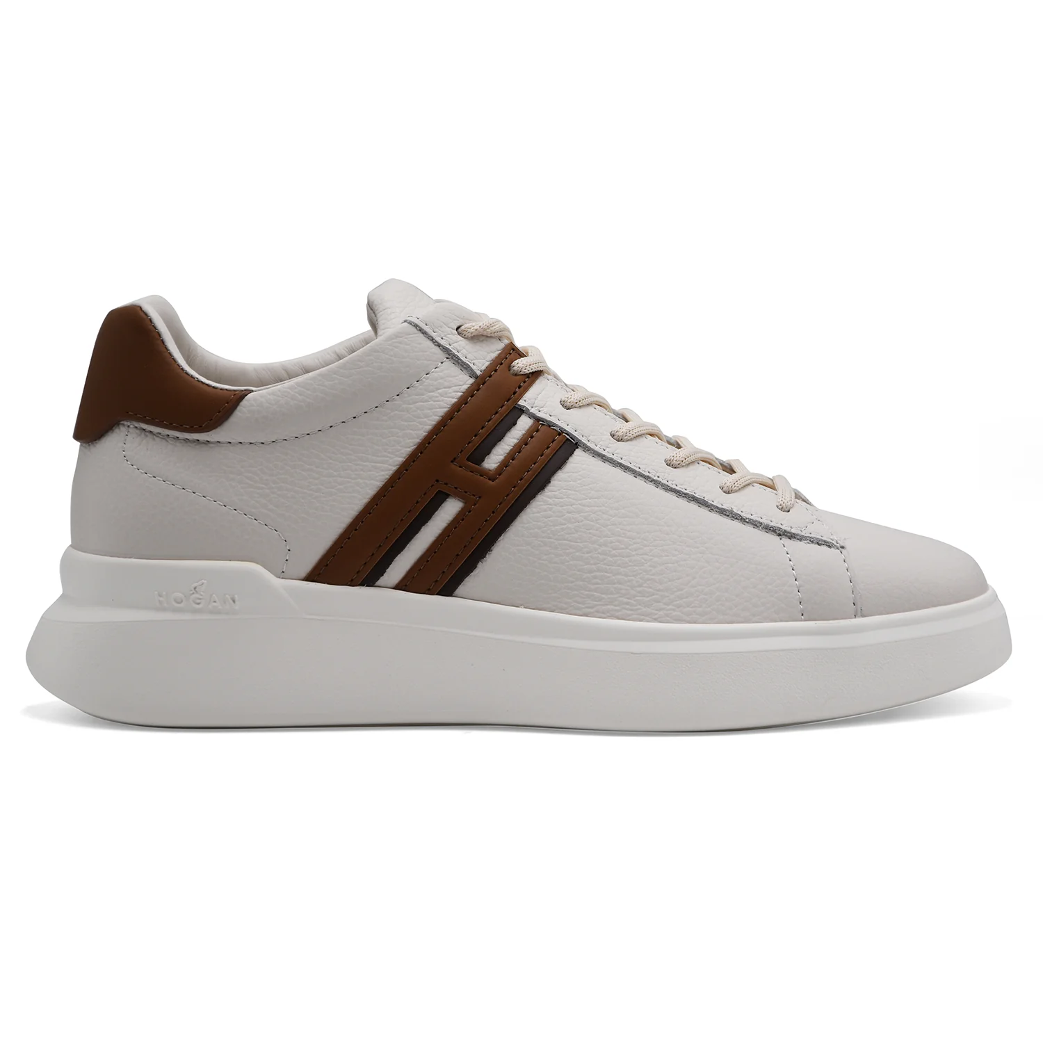 Sneakers Hogan H580 Uomo In Pelle Avorio Design Urban Pulito